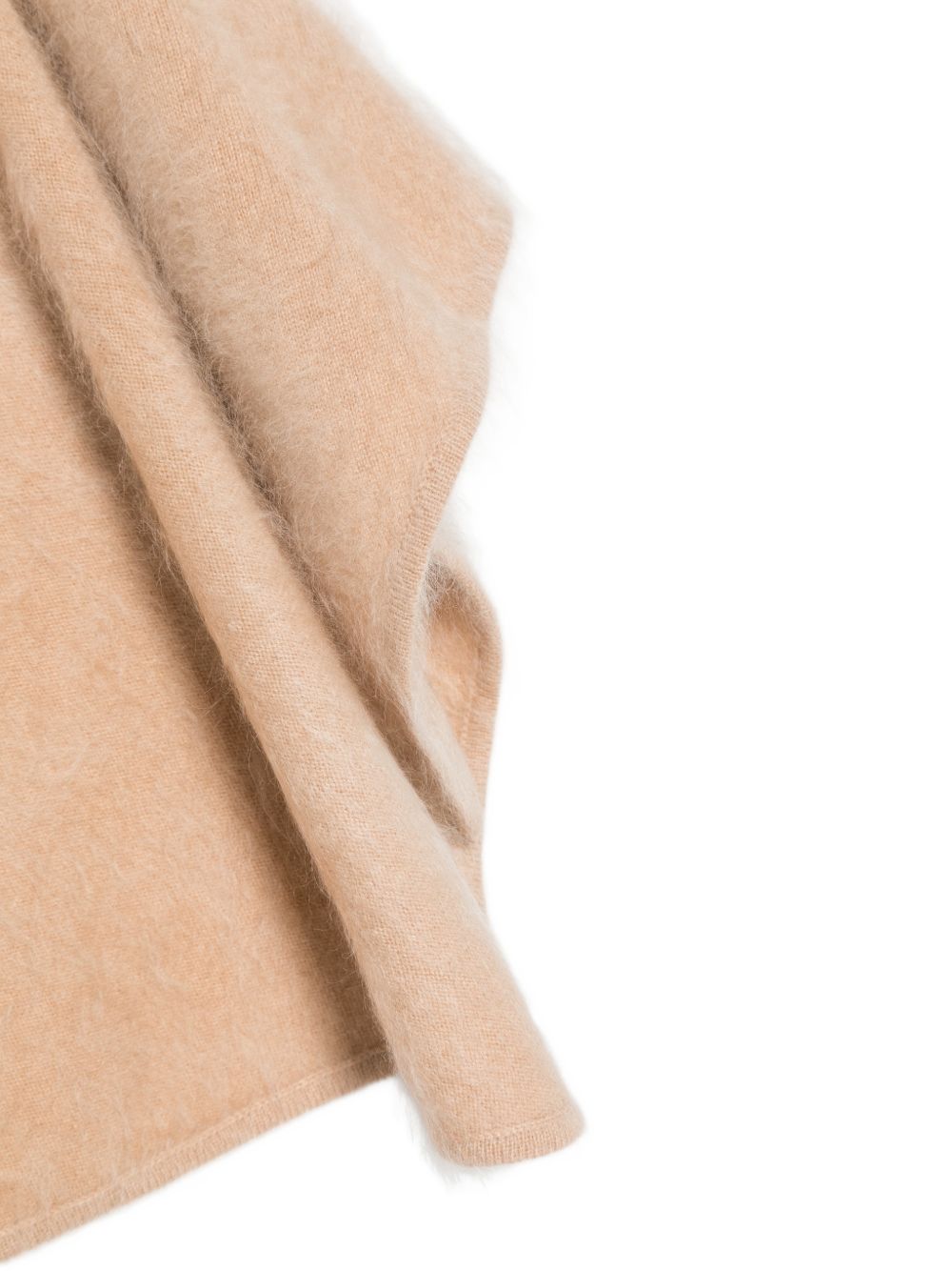 Soft Goat Knitted Triangular Scarf — Camel, view 2