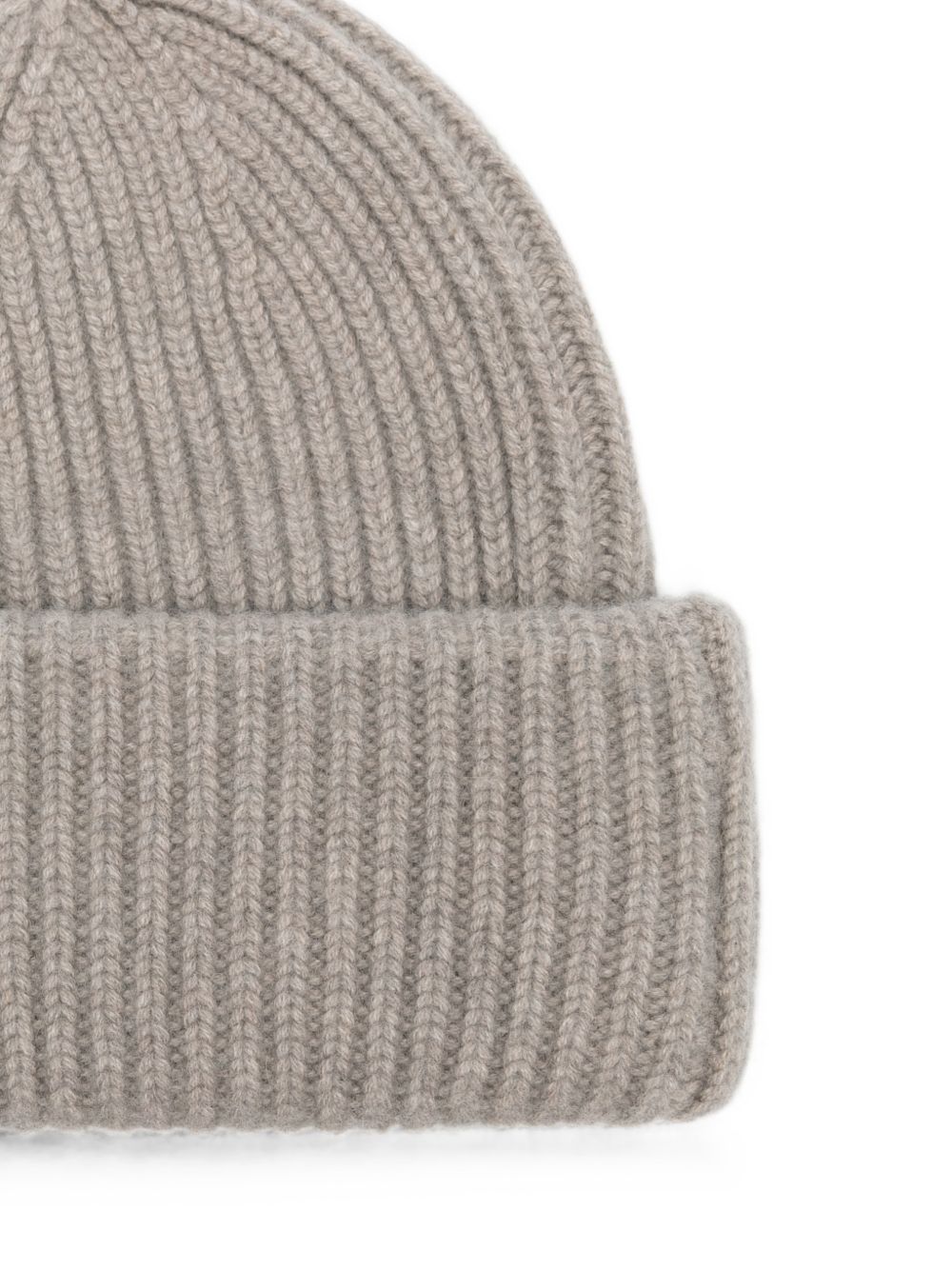 Soft Goat Ribbed Knit Winter Hat — Beige, view 3