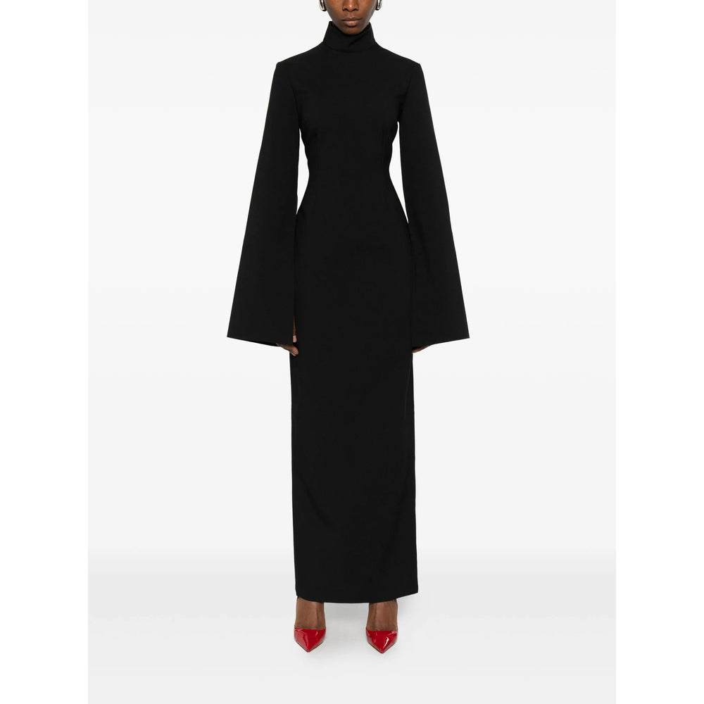 Solace London Funnel Neck Dress — Black, view 2