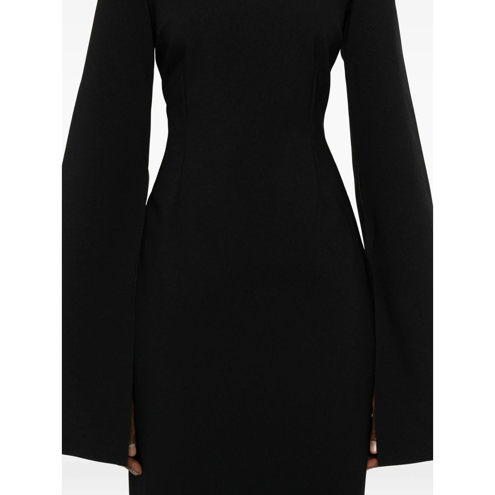 Solace London Funnel Neck Dress — Black, view 3