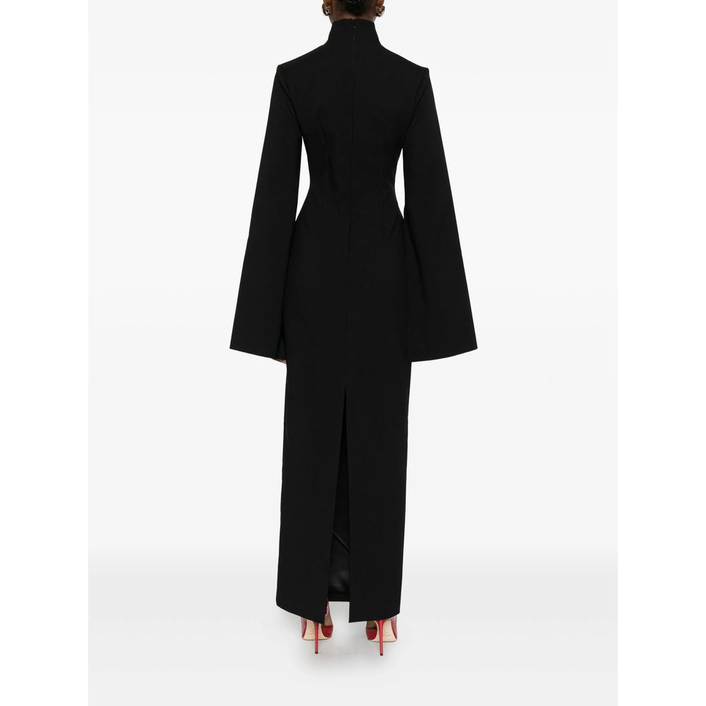 Solace London Funnel Neck Dress — Black, view 4