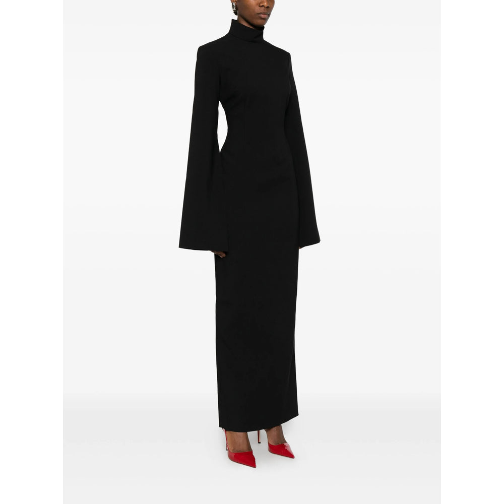 Solace London Funnel Neck Dress — Black, view 5