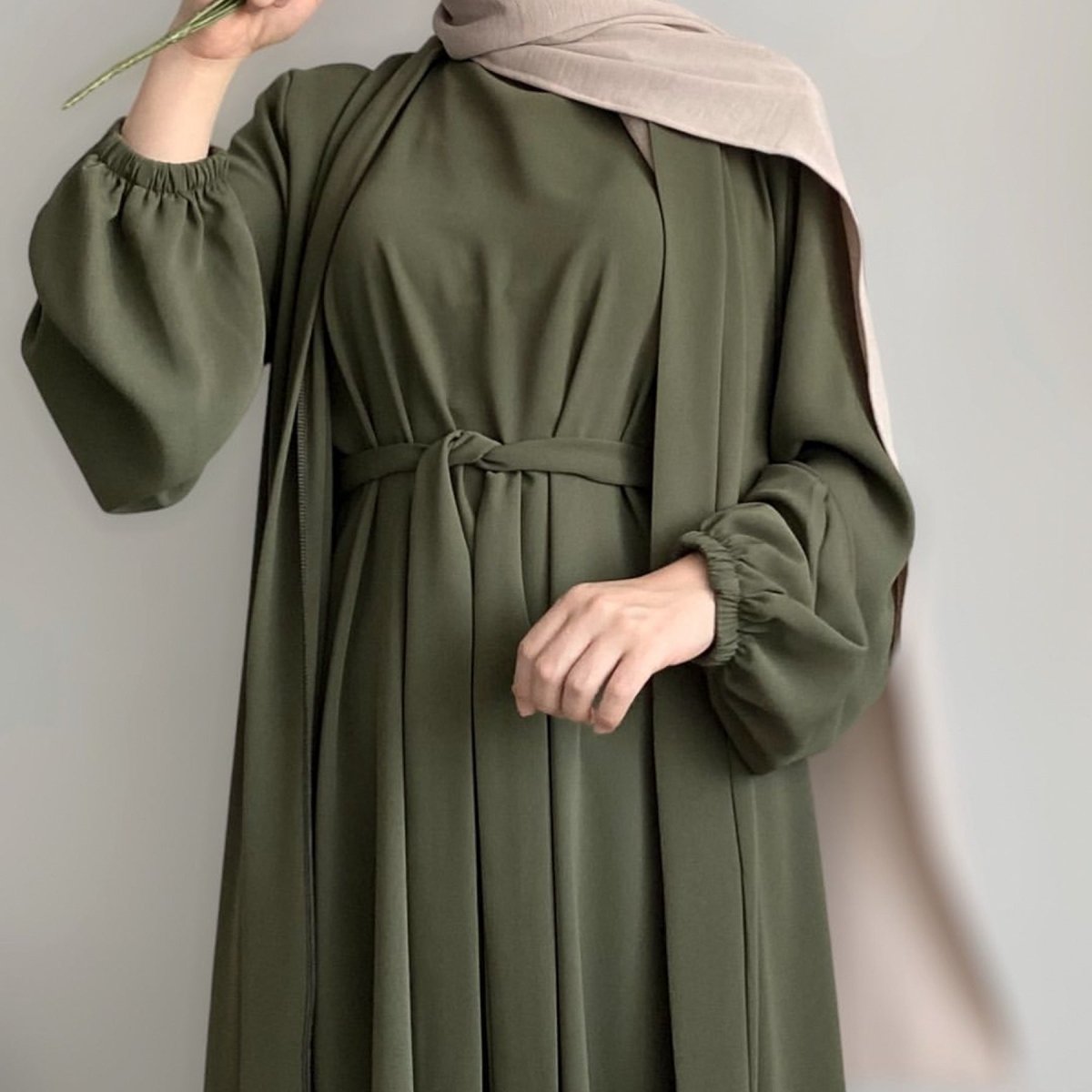 Solid Color Elegant Open Abaya with Pockets by Mariam's Collection