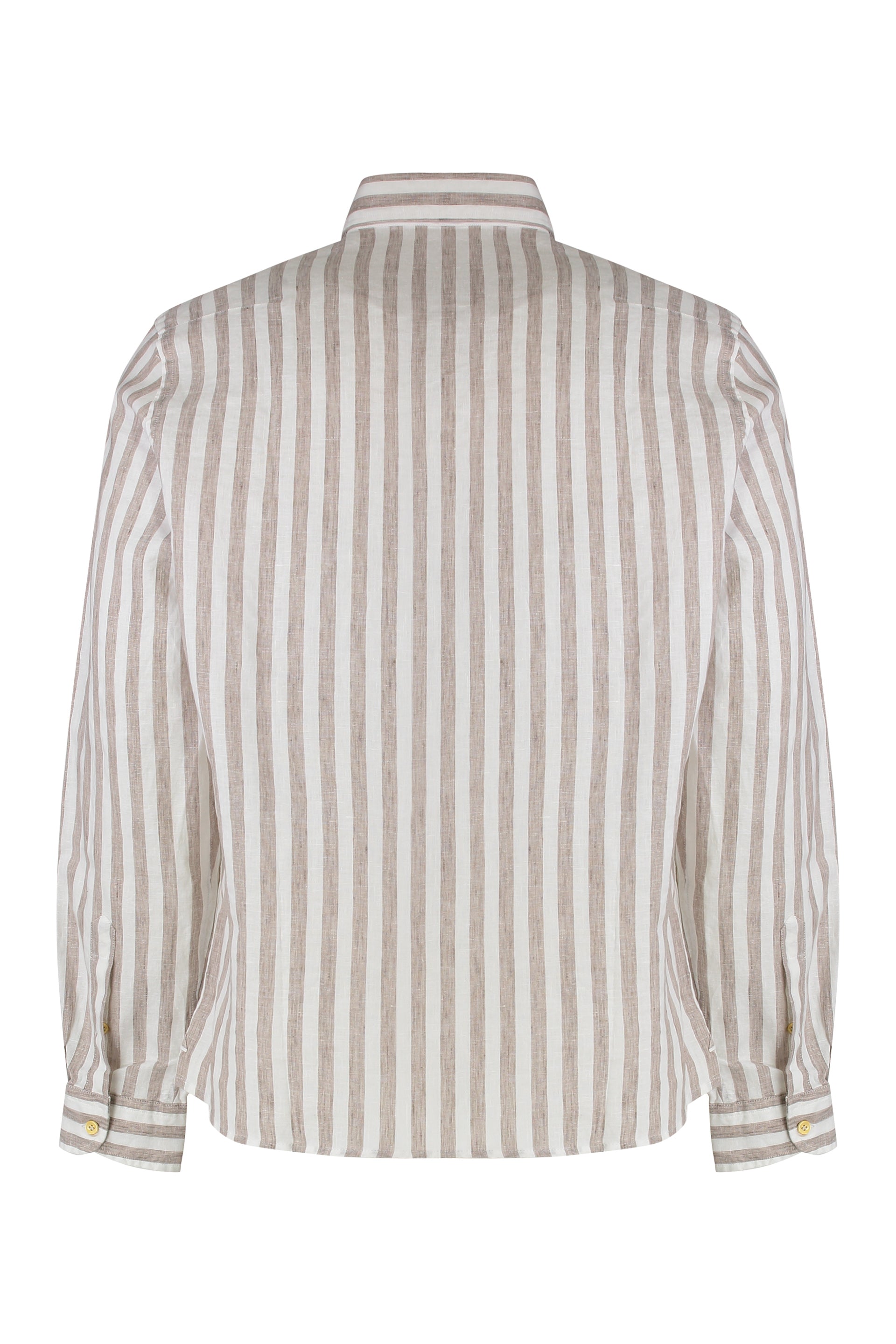 Sonrisa Striped Linen Shirt — Beige, view 2