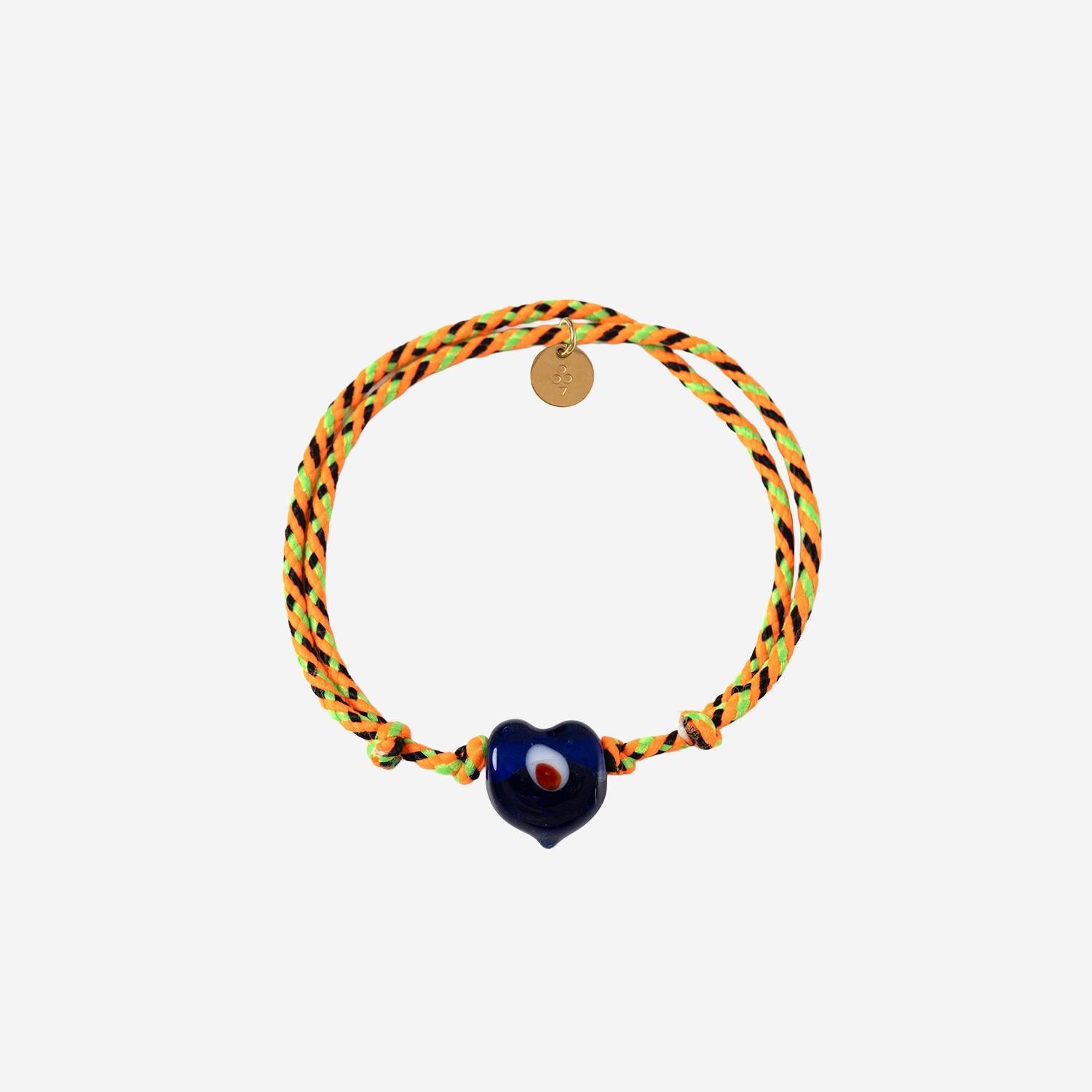 Sorbet Island Woven Fabric Heart Charm Bracelet — Multicolor by Sorbet Island