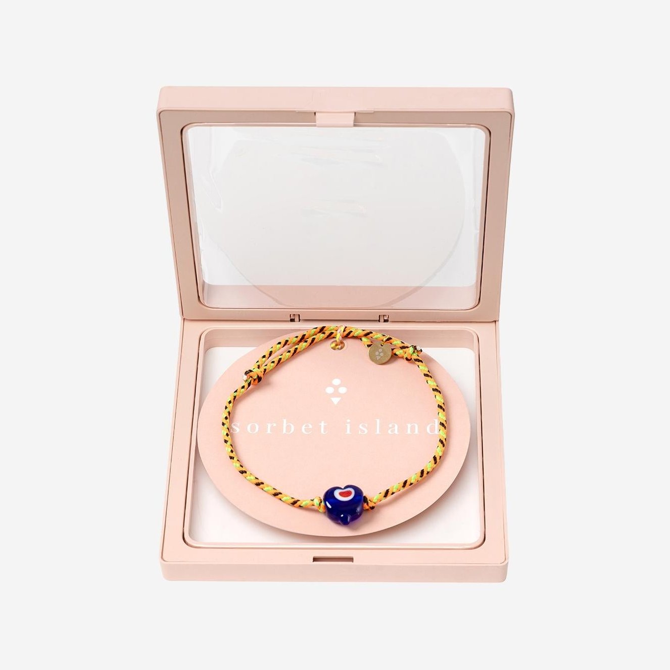 Sorbet Island Woven Fabric Heart Charm Bracelet — Multicolor, view 2