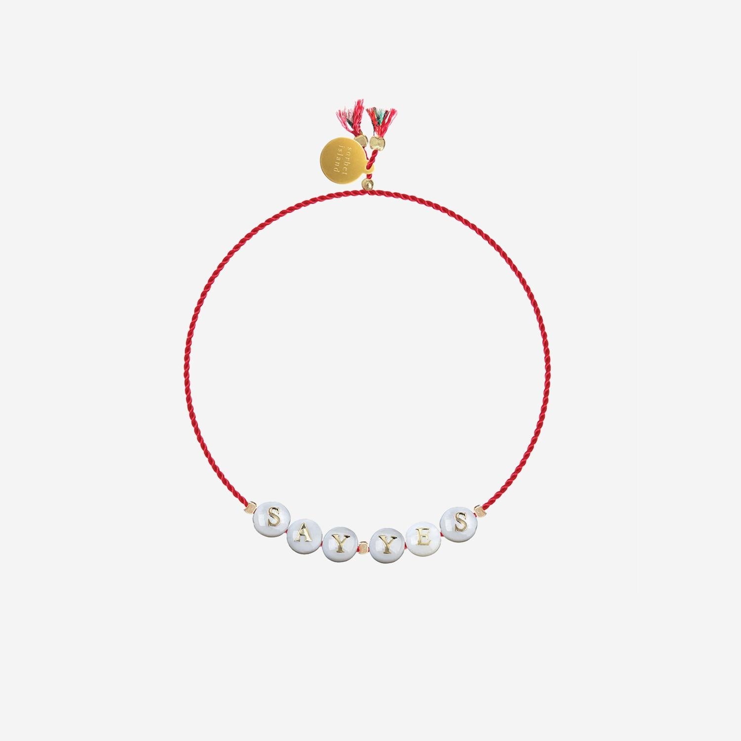 Sorbet Island Lettered Glass Bead Bracelet — Red by Sorbet Island
