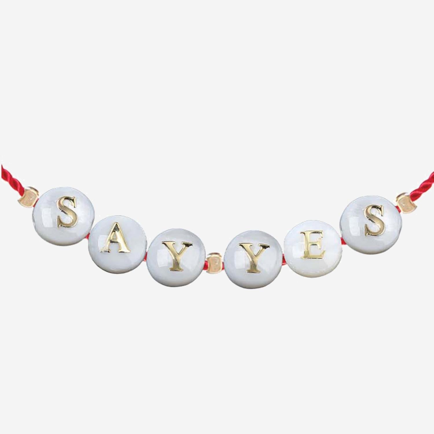 Sorbet Island Lettered Glass Bead Bracelet — Red, view 2