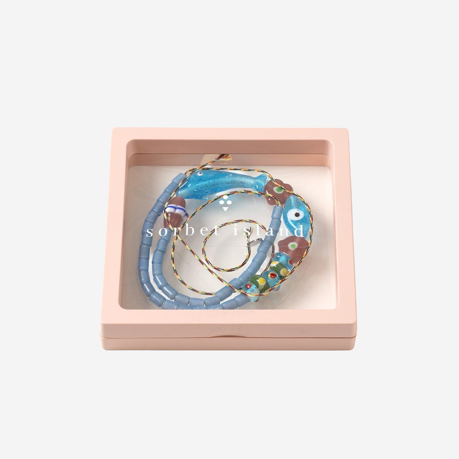 Sorbet Island Glass Bead with Dolphin Charm Necklace — Blue by Sorbet Island