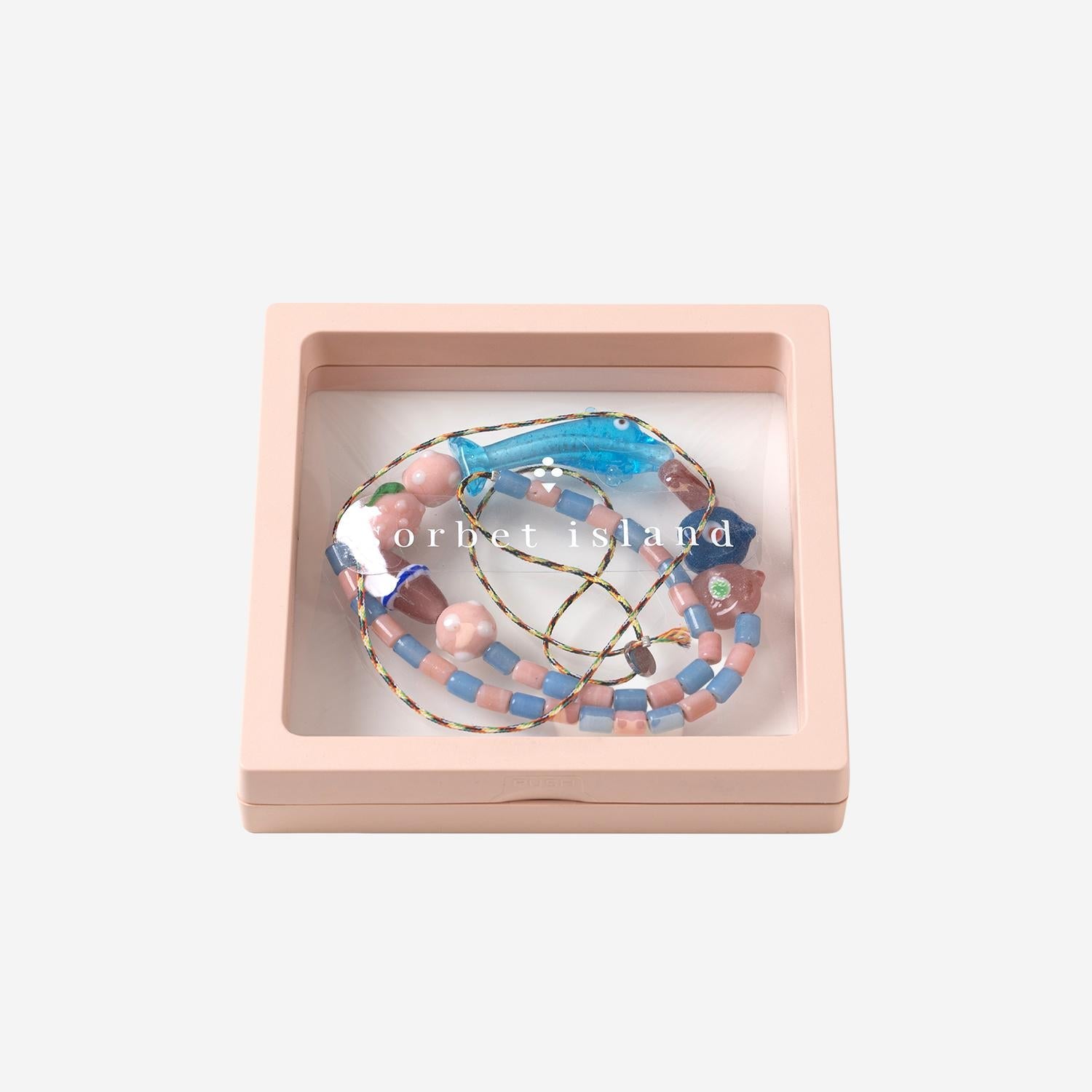 Sorbet Island Dolphin Charm Glass Bead Necklace — Multicolor, view 2