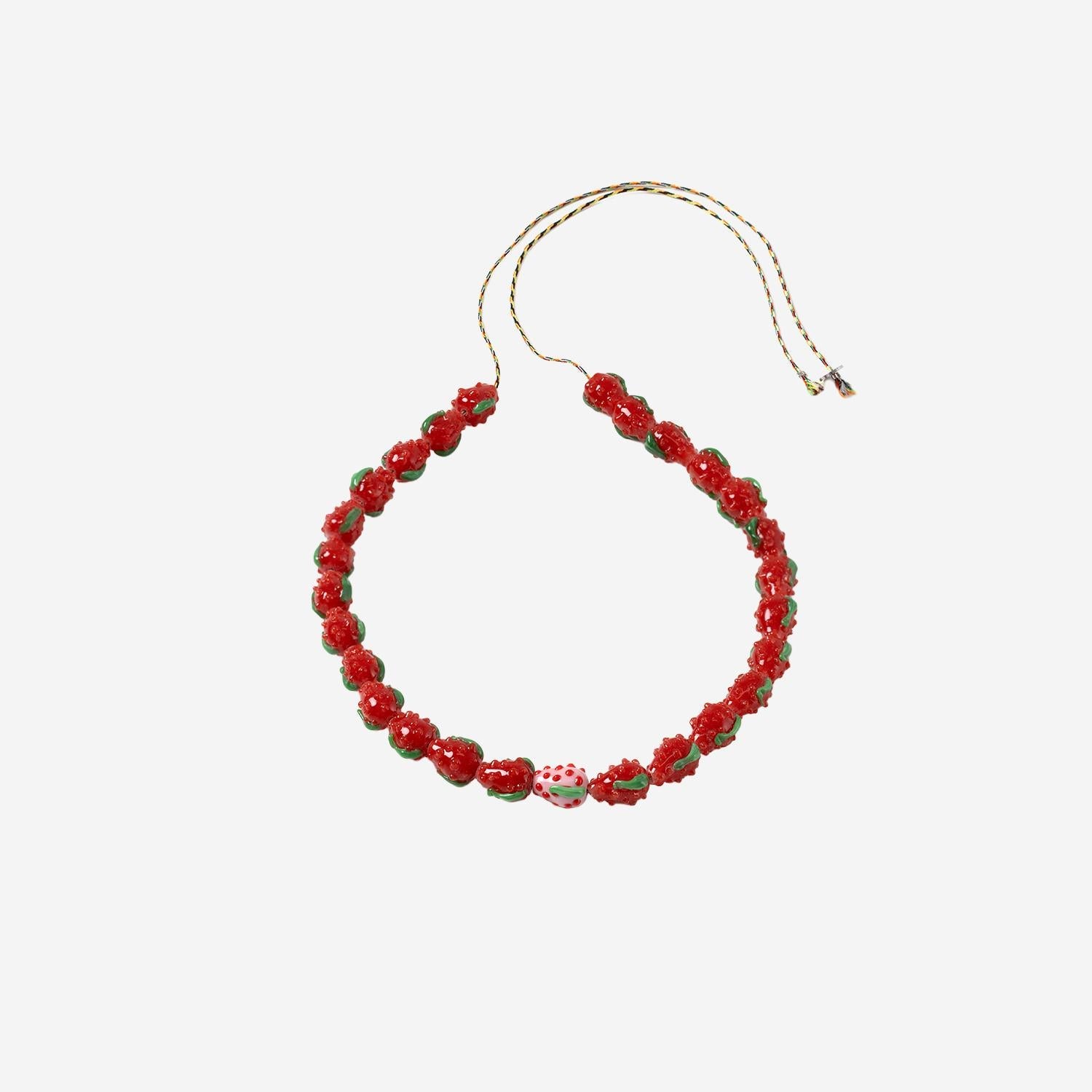 Sorbet Island Strawberry-Shaped Glass Bead Necklace — Multicolor by Sorbet Island