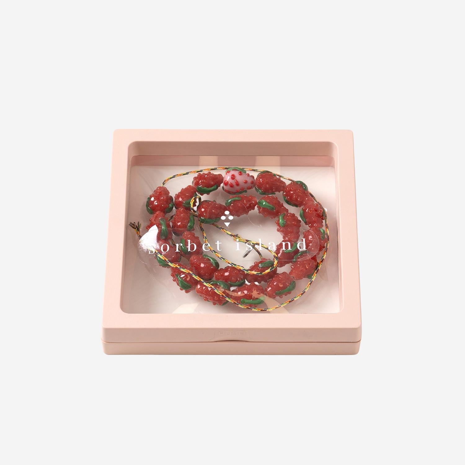 Sorbet Island Strawberry-Shaped Glass Bead Necklace — Multicolor, view 2