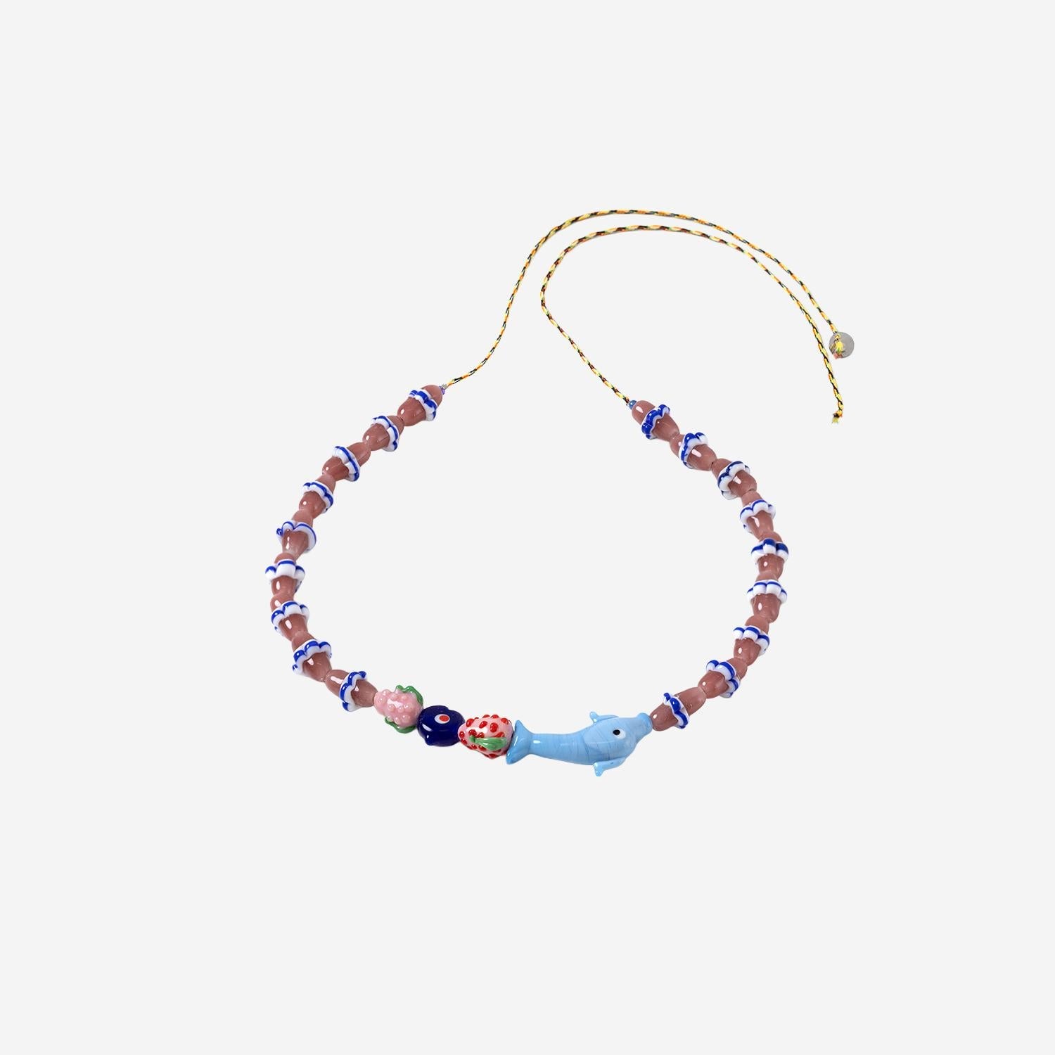 Sorbet Island Glass Bead and Dolphin Charm Necklace — Multicolor by Sorbet Island