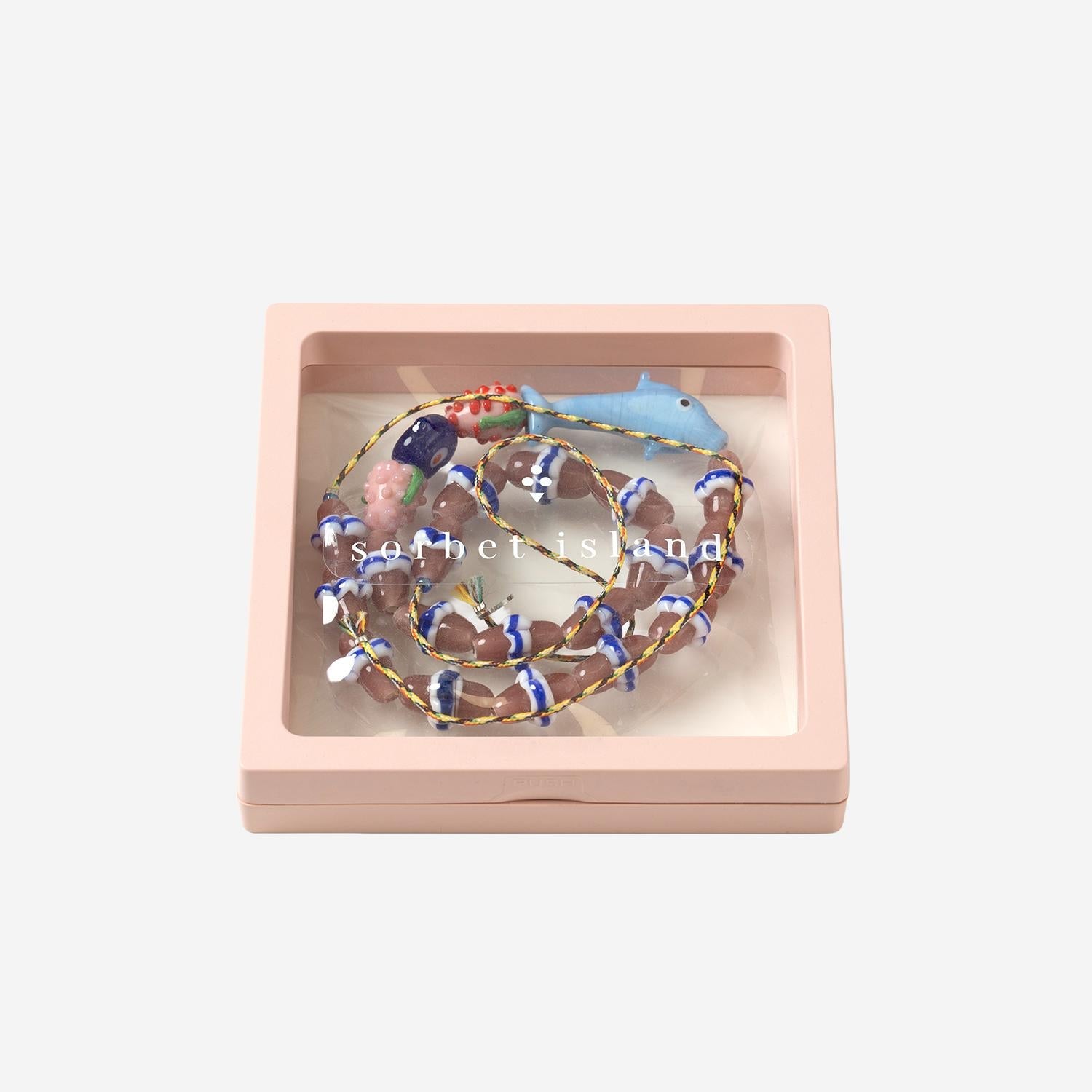 Sorbet Island Glass Bead and Dolphin Charm Necklace — Multicolor, view 2