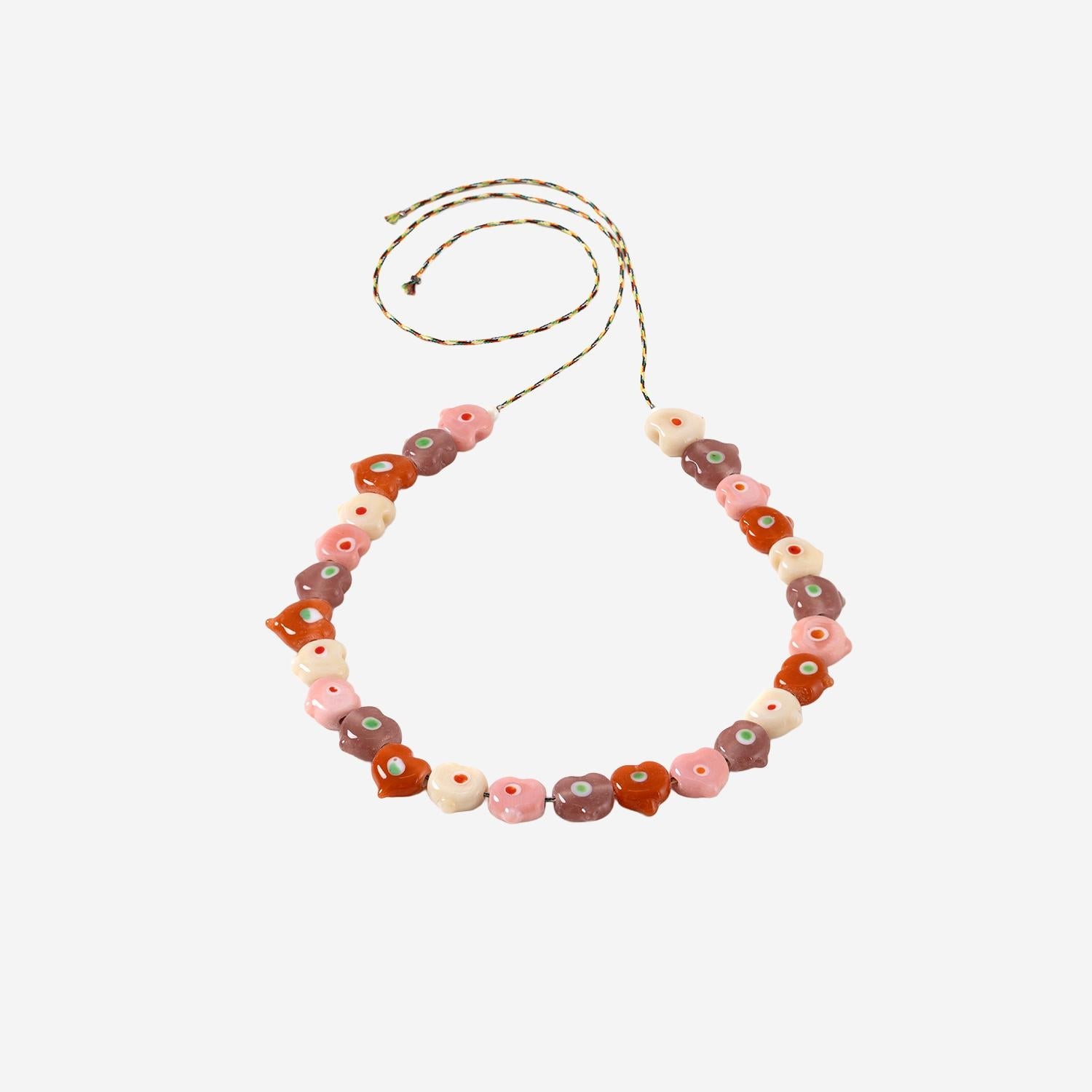 Sorbet Island Heart-Shaped Glass Beads Necklace — Multicolor, view 2