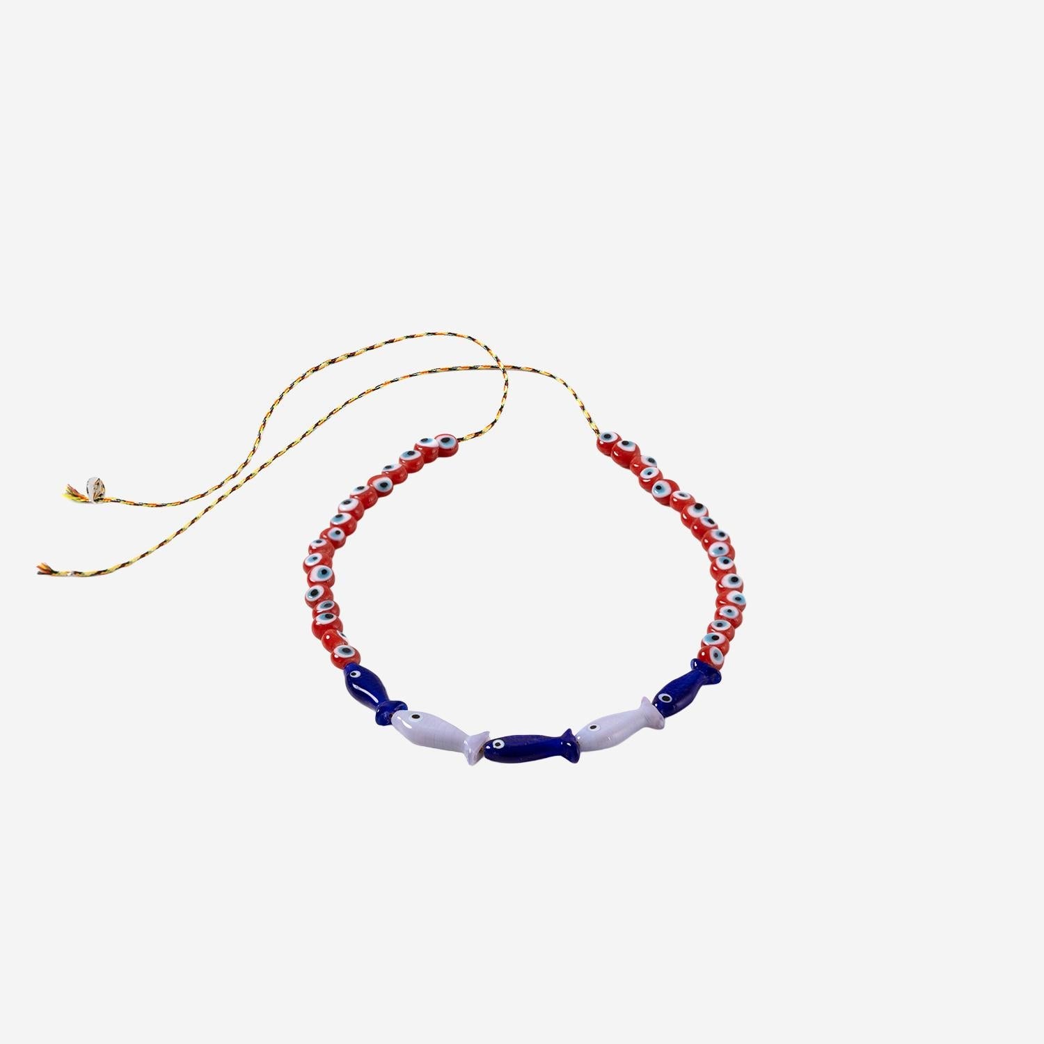 Sorbet Island Fabric and Glass Bead Necklace — Multicolor, view 2