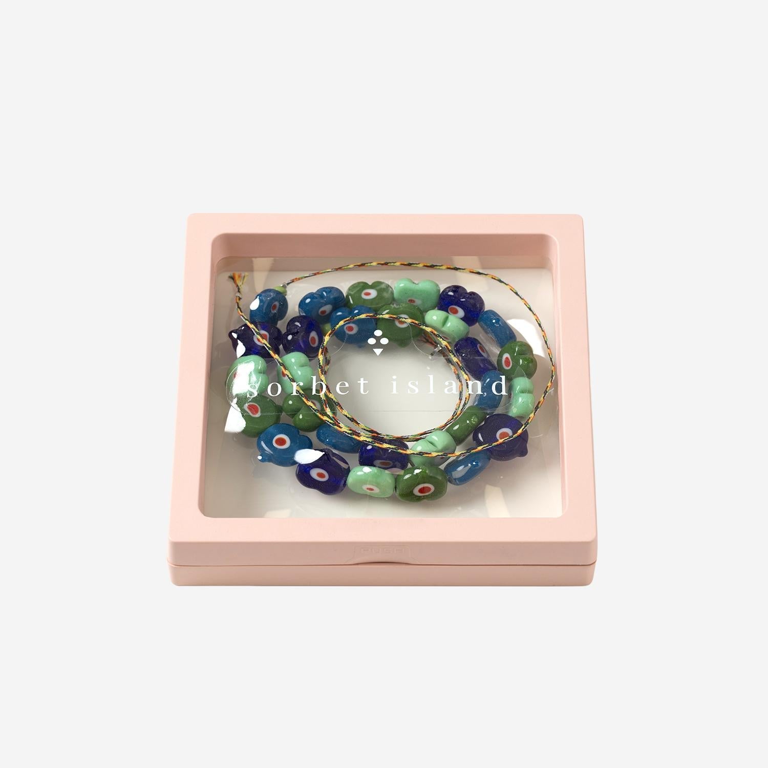 Sorbet Island Heart-Shaped Glass Bead Necklace — Multicolor, view 2
