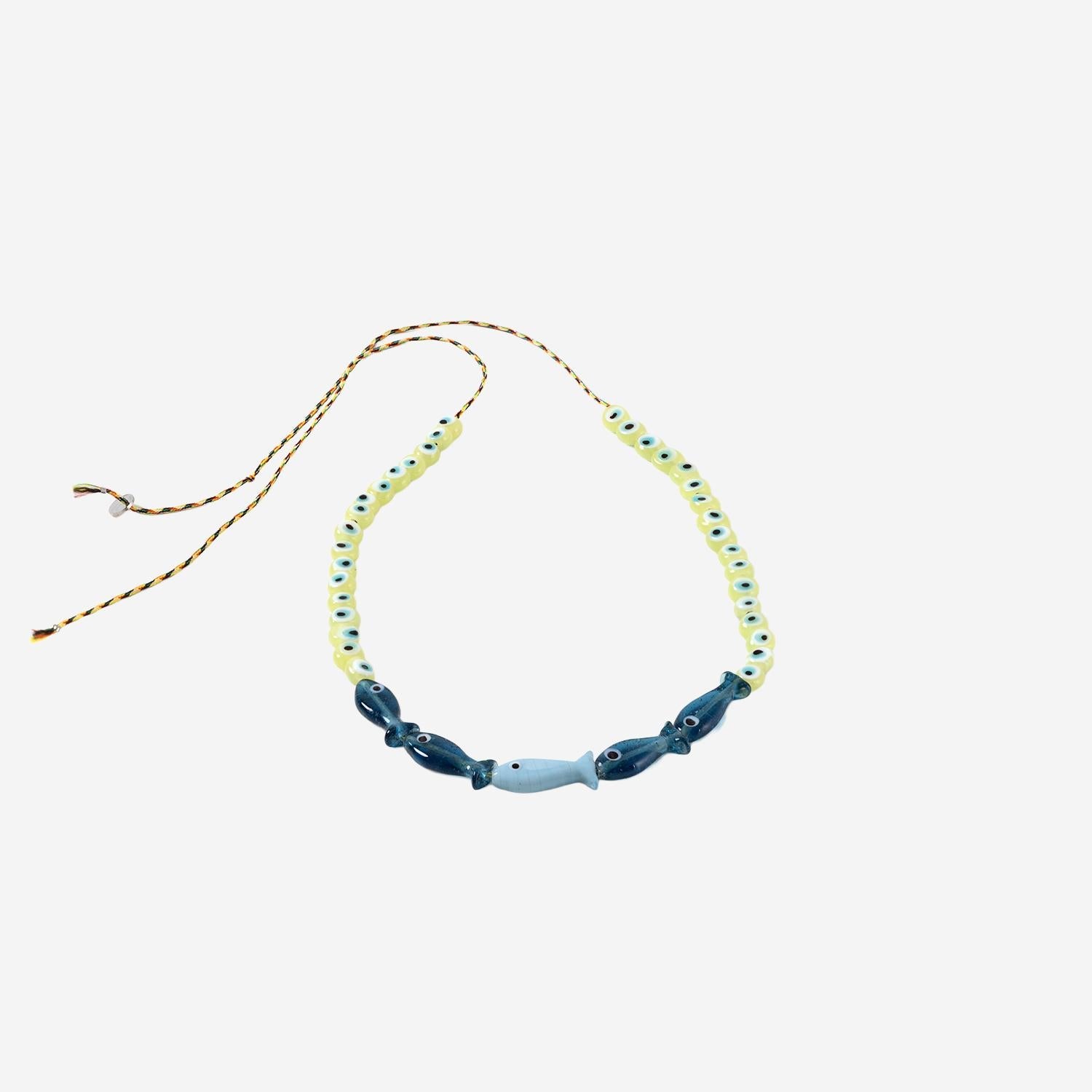 Sorbet Island Fabric and Glass Bead Necklace — Multicolor by Sorbet Island