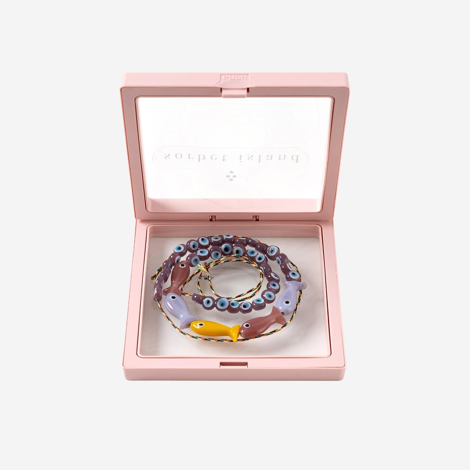 Sorbet Island Fabric and Glass Beads with Charm Necklace — Multicolor by Sorbet Island