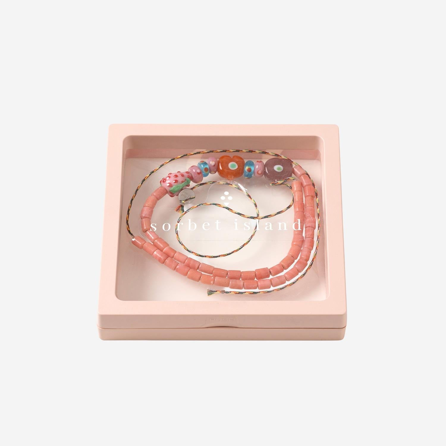 Sorbet Island Mixed Glass Beads Necklace — Pink by Sorbet Island