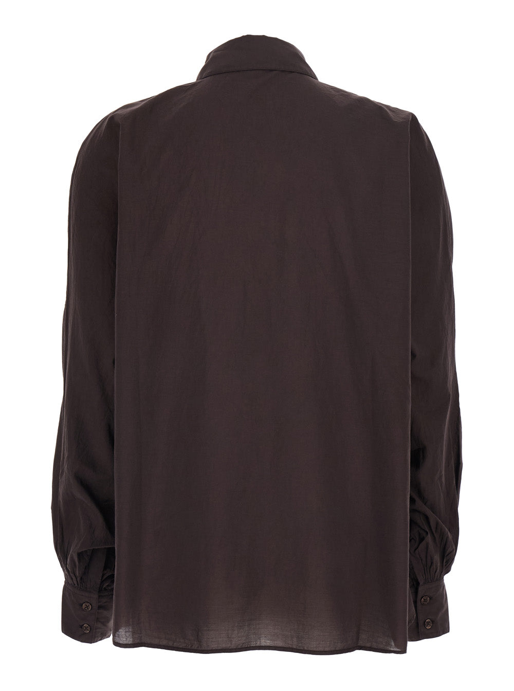 Sosue Woven Cotton with Logo Embroidery Shirt — Brown, view 2