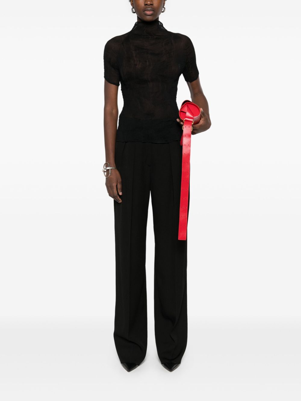SPORTMAX PRE Straight-Leg Trousers — Black, view 5