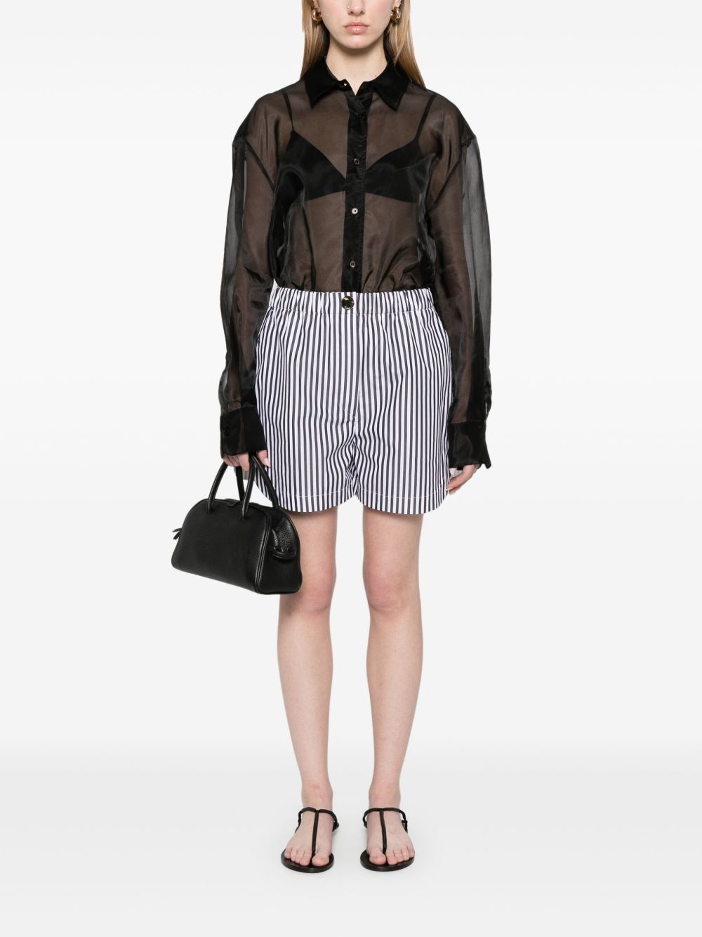 Sportmax Striped Cotton Shorts — Navy, view 3