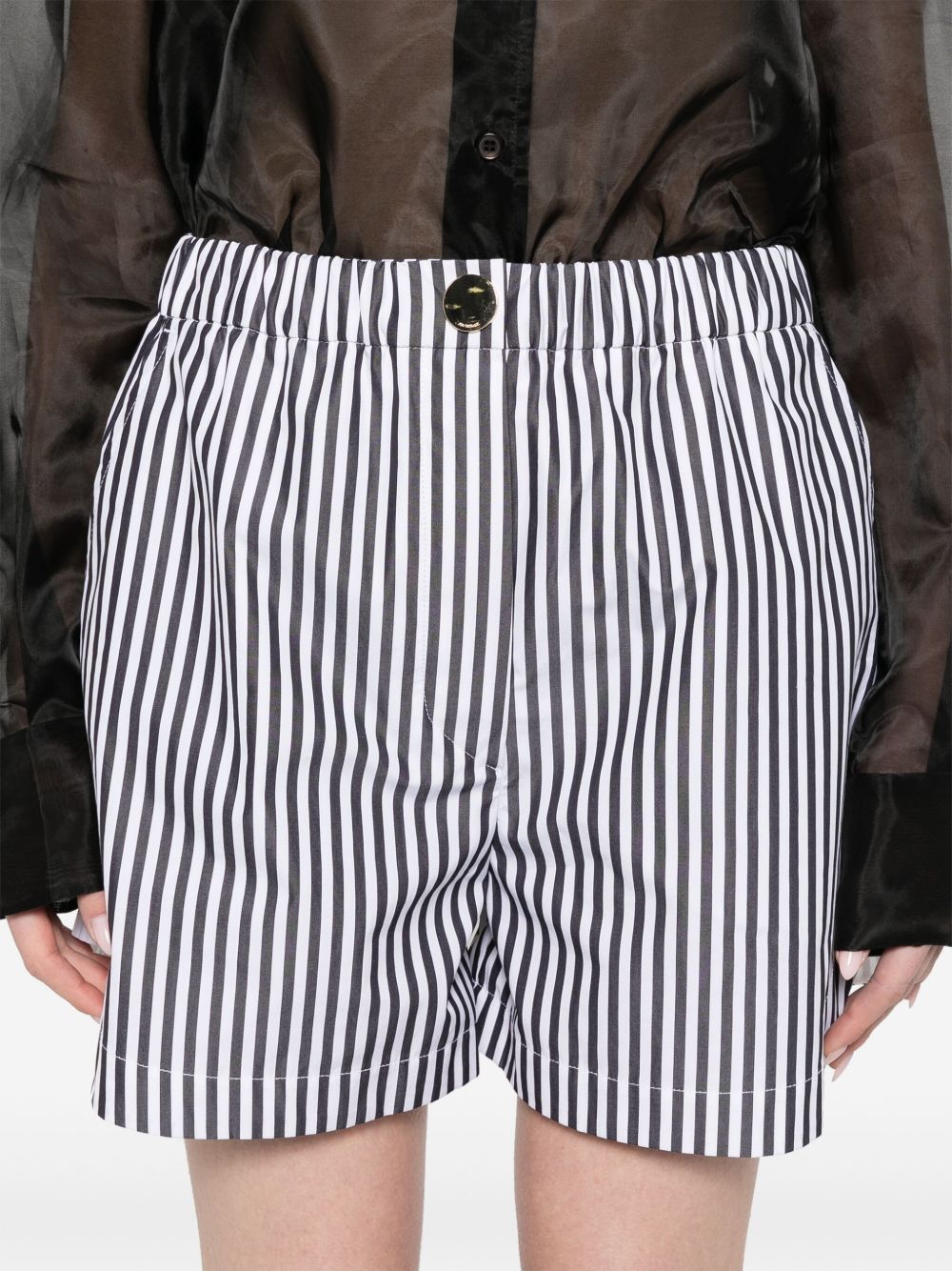Sportmax Striped Cotton Shorts — Navy, view 4