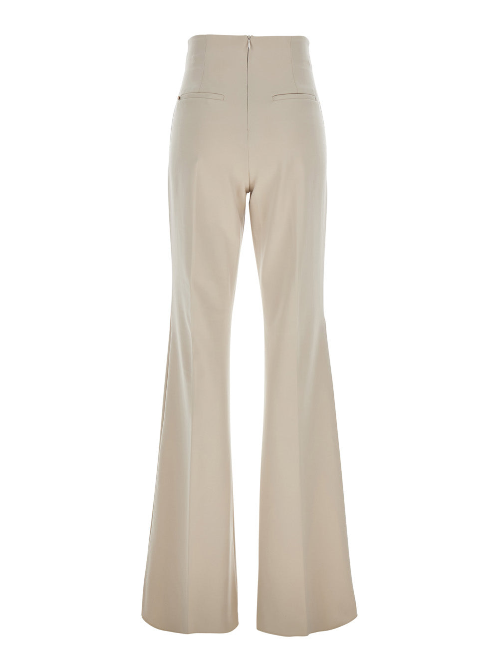 Sportmax High-Waist Flared Tech Fabric Trousers — Beige, view 2