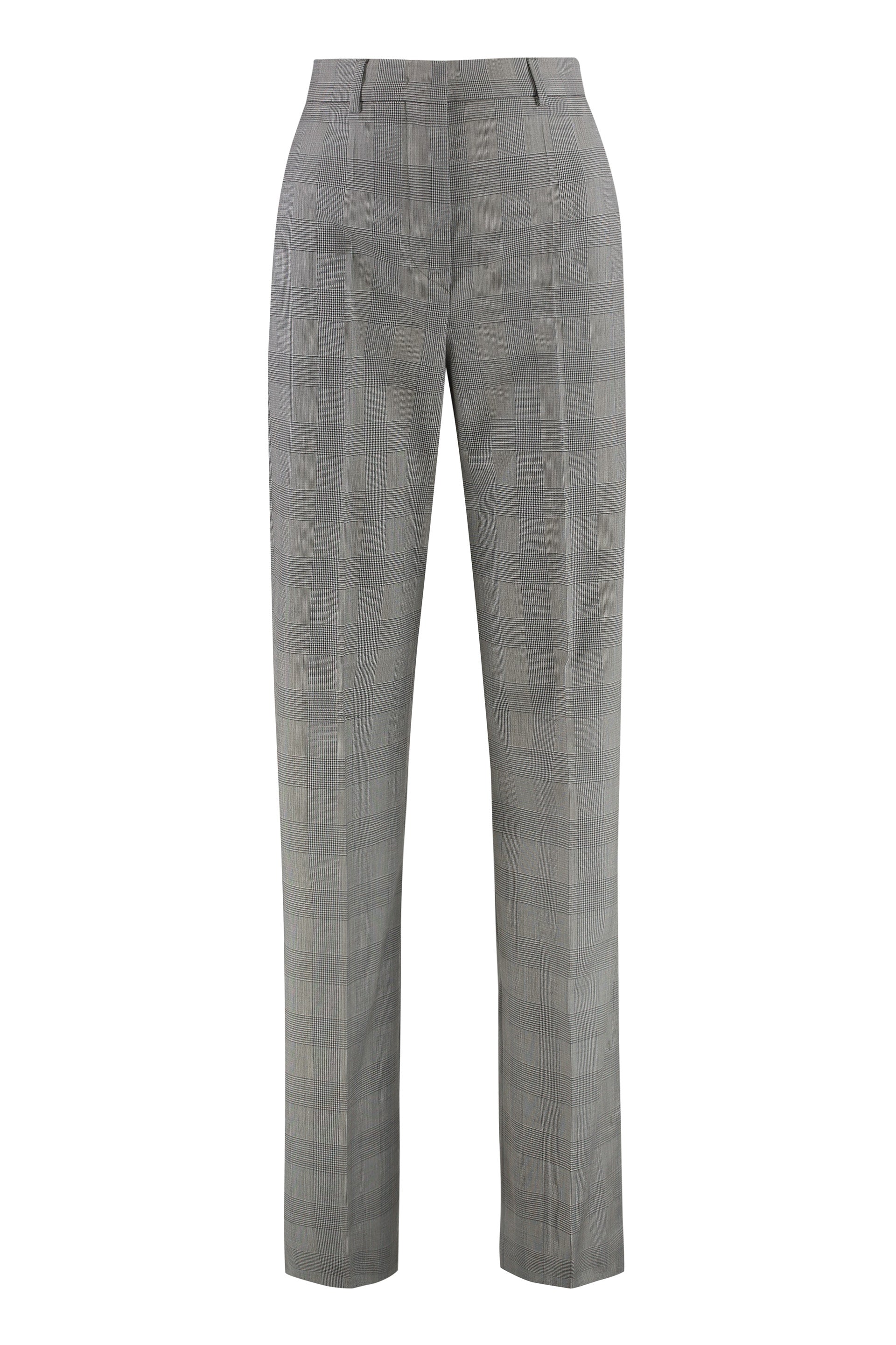 Sportmax Prince of Wales Check Virgin Wool Trousers — Black by Sportmax