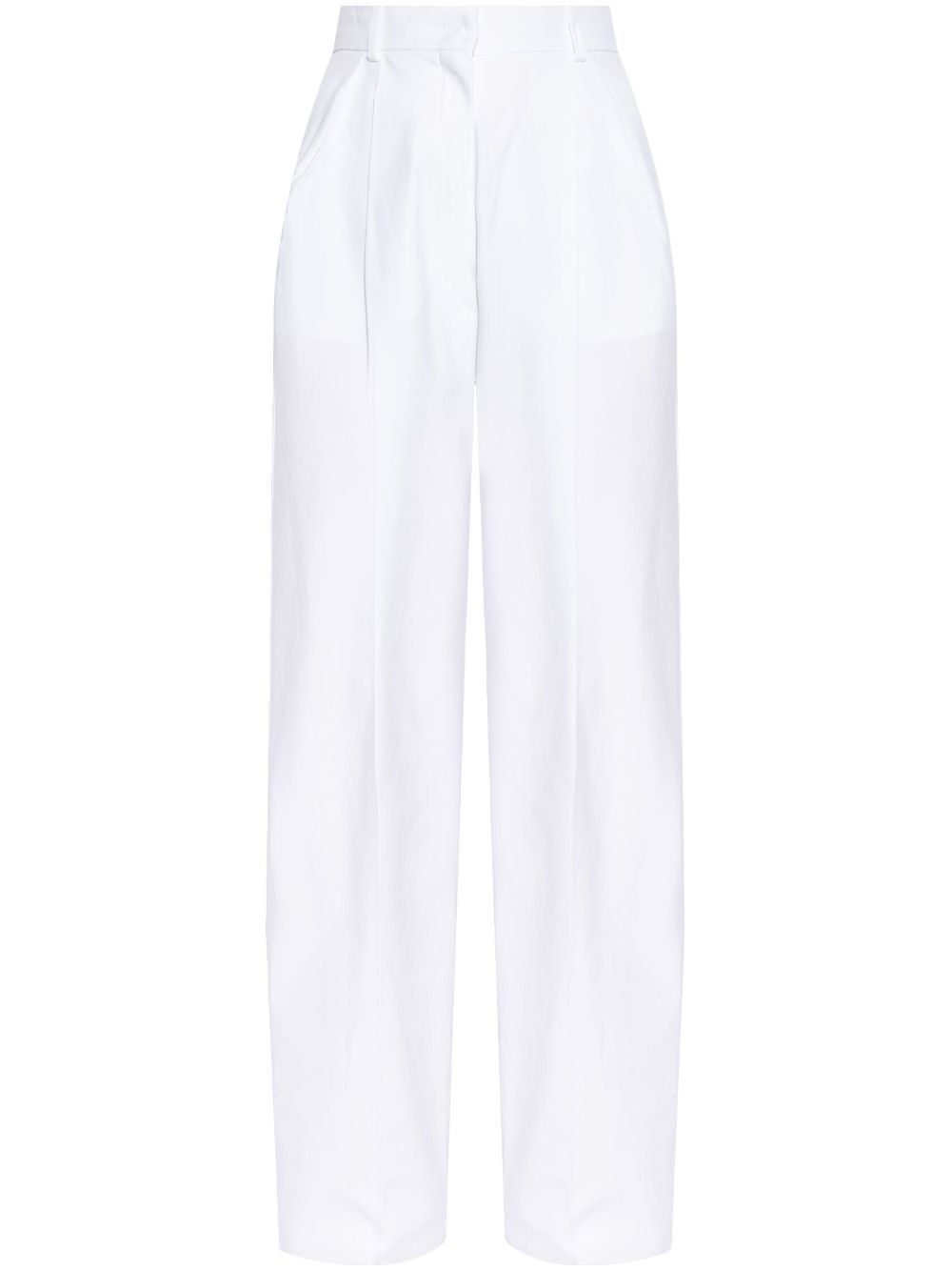 Sportmax Pleat-Front Cotton Trousers — White by Sportmax
