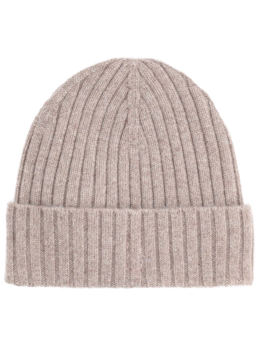 Sporty & Rich AC06666302BE24_TAPIOCA Cashmere Wool Logo Beanie — Brown, view 2