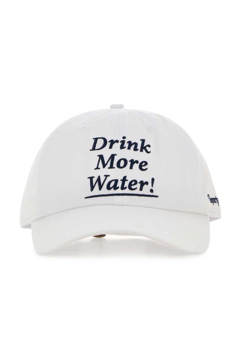 Sporty & Rich DRINK Text-Embroidered Cotton Baseball Cap — White by Sporty & Rich