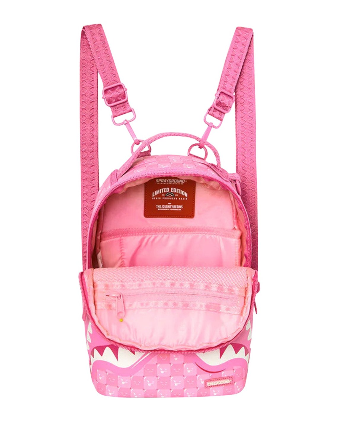 Sprayground New Check Faces Print Backpack — Pink, view 2