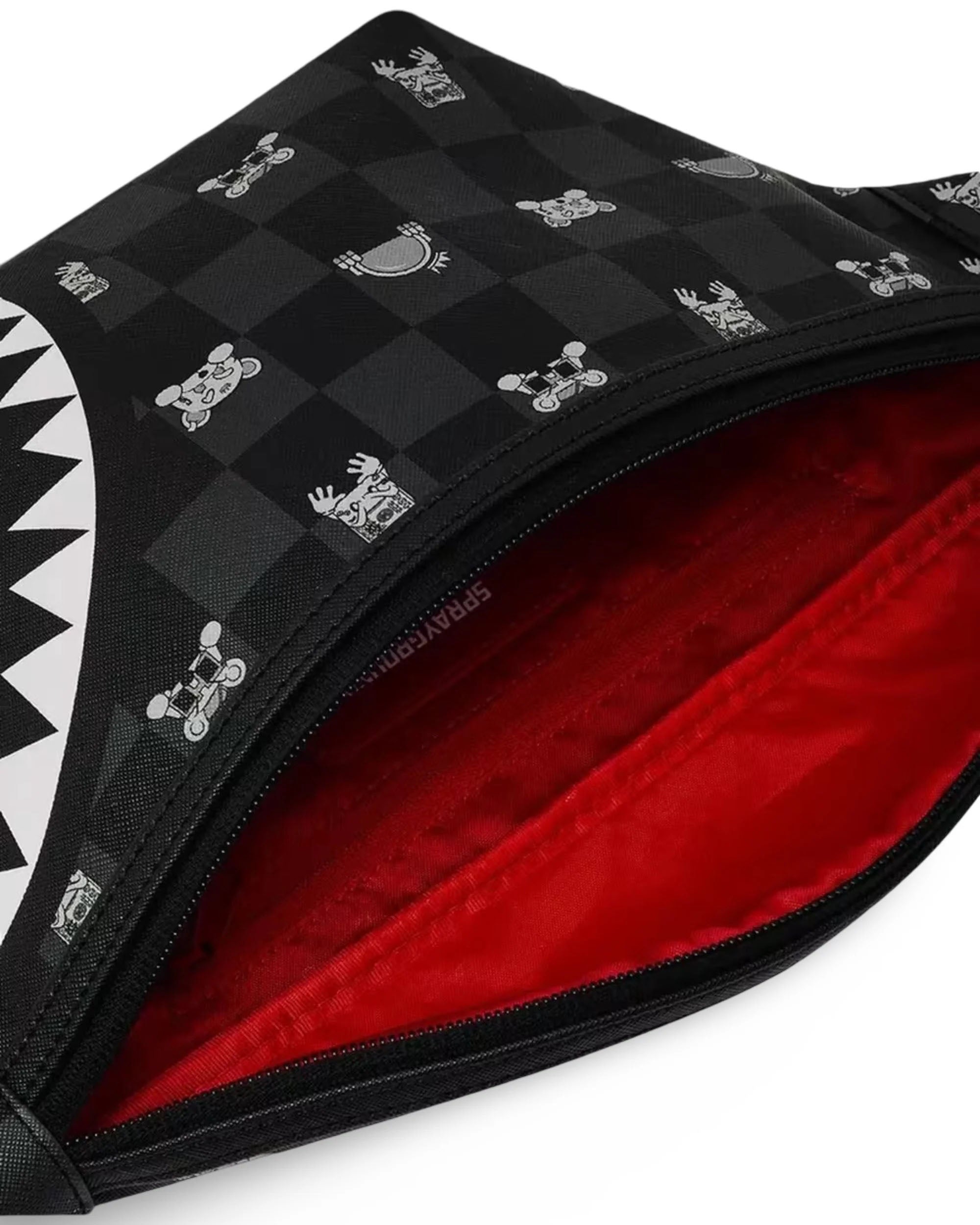 Sprayground Peeking Character Check Belt Bag — Black, view 2