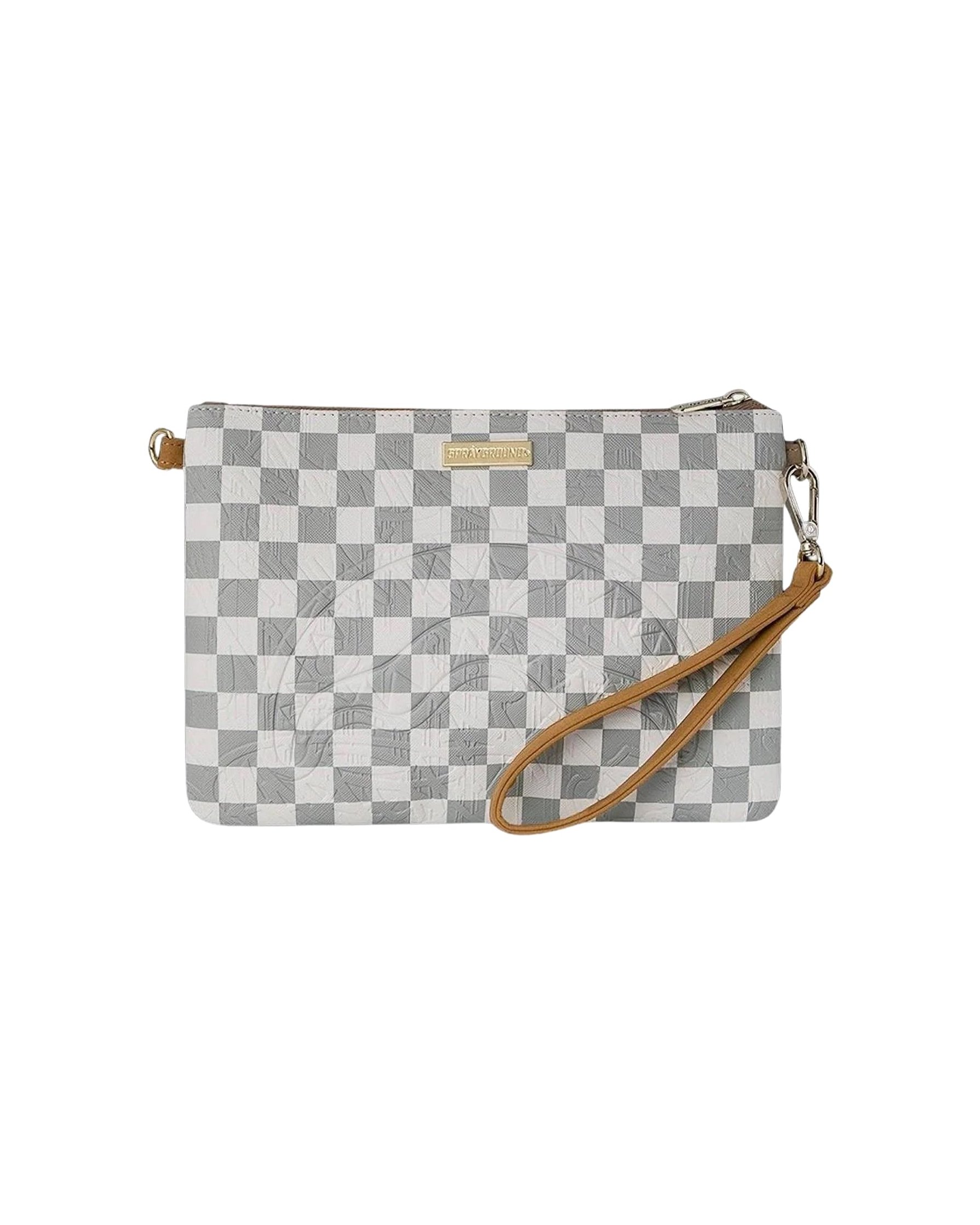 Sprayground Graff-Embossed Checkered Crossbody Bag — Cream by Sprayground