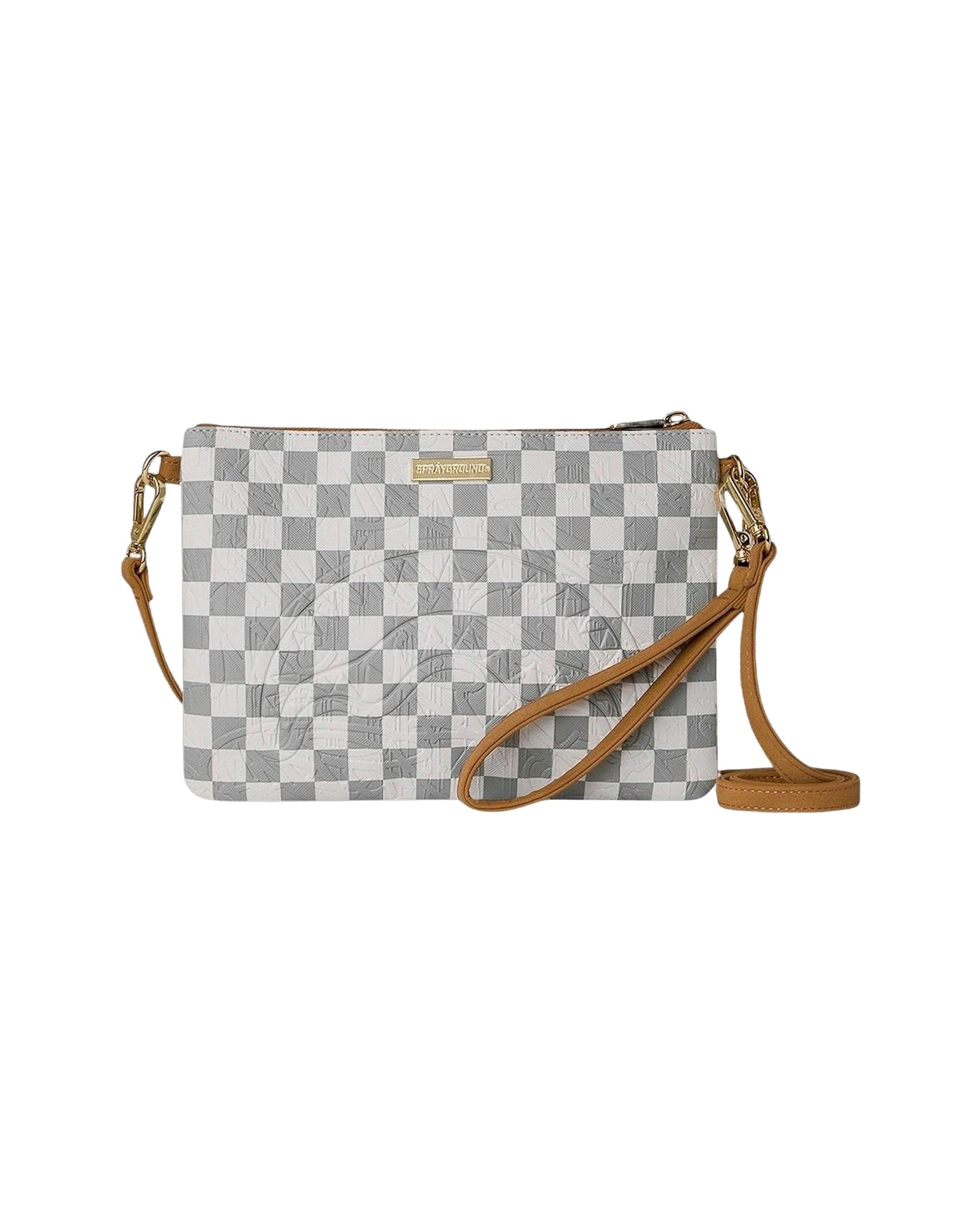 Sprayground Graff-Embossed Checkered Crossbody Bag — Cream, view 3