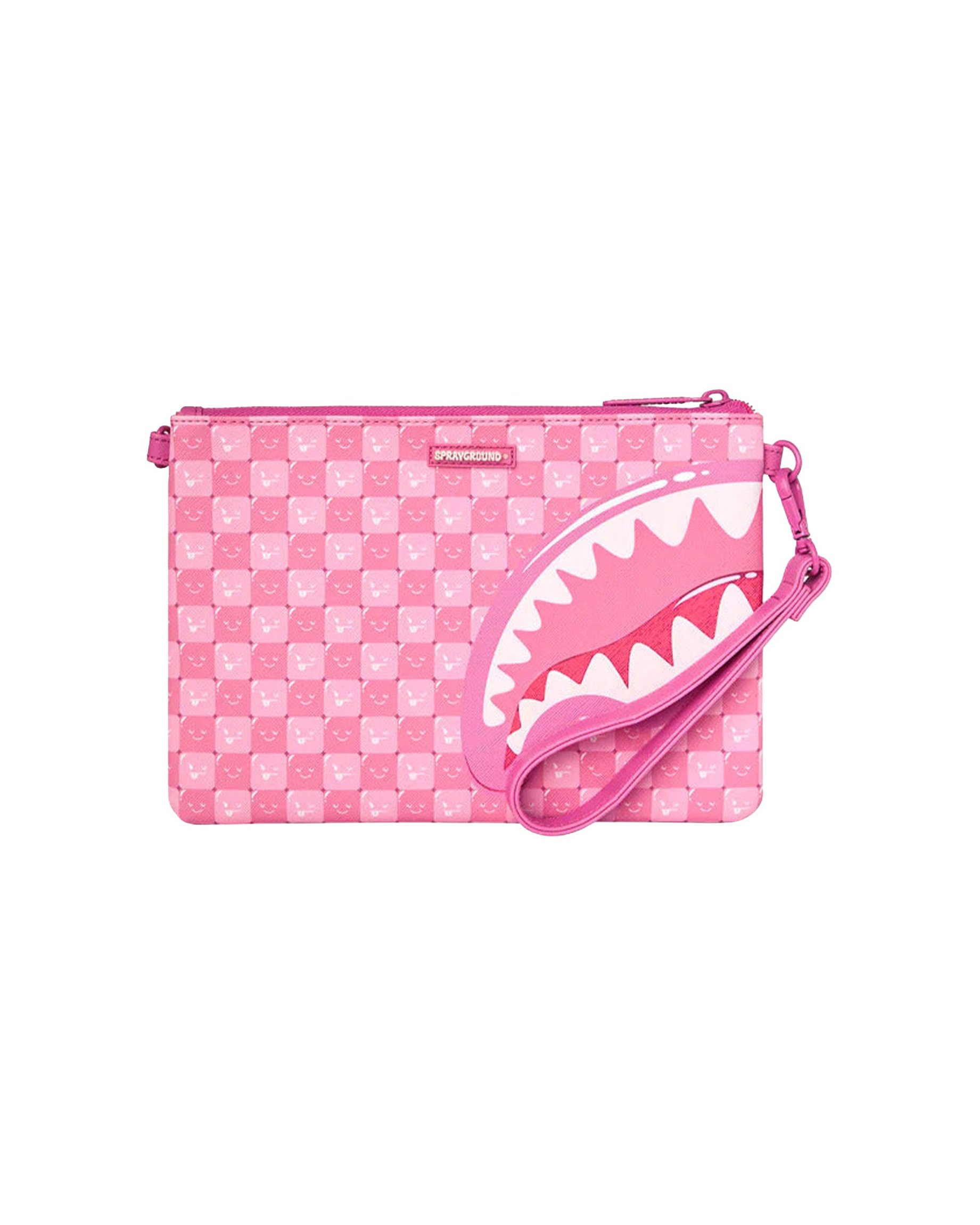 Sprayground Checkered PVC Pouch — Pink, view 3