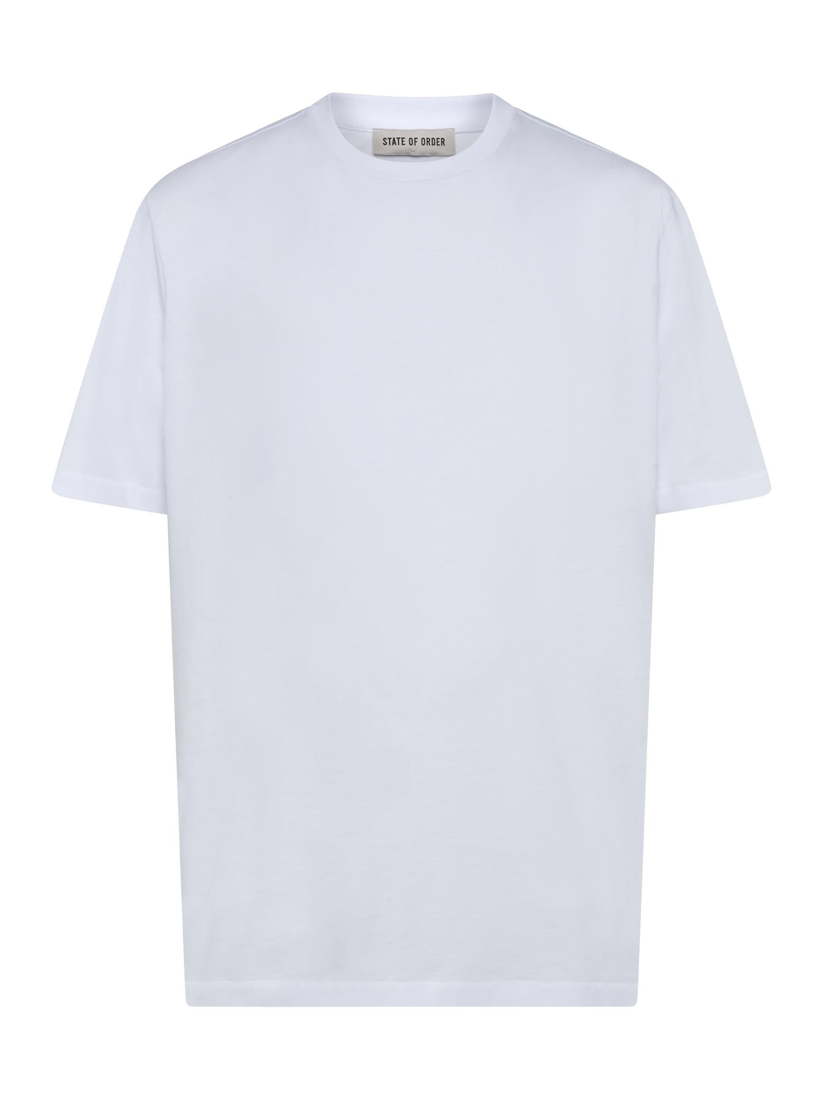 State Of Order Ribbed Crewneck Cotton T-Shirt — White by State Of Order