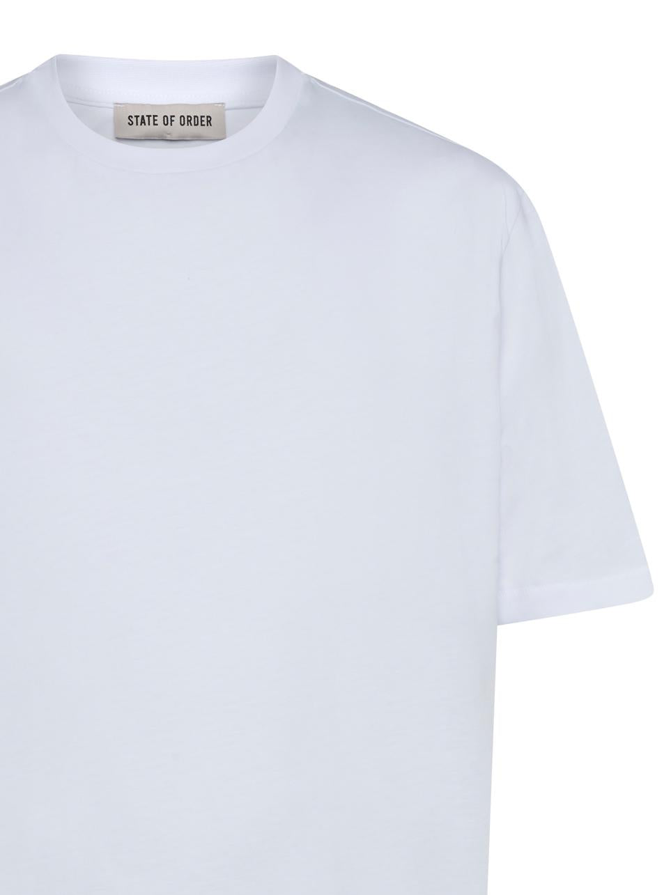 State Of Order Ribbed Crewneck Cotton T-Shirt — White, view 3