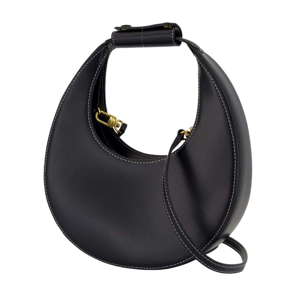 Staud Crescent Moon Calfskin Leather Mini Bag — Black, view 2