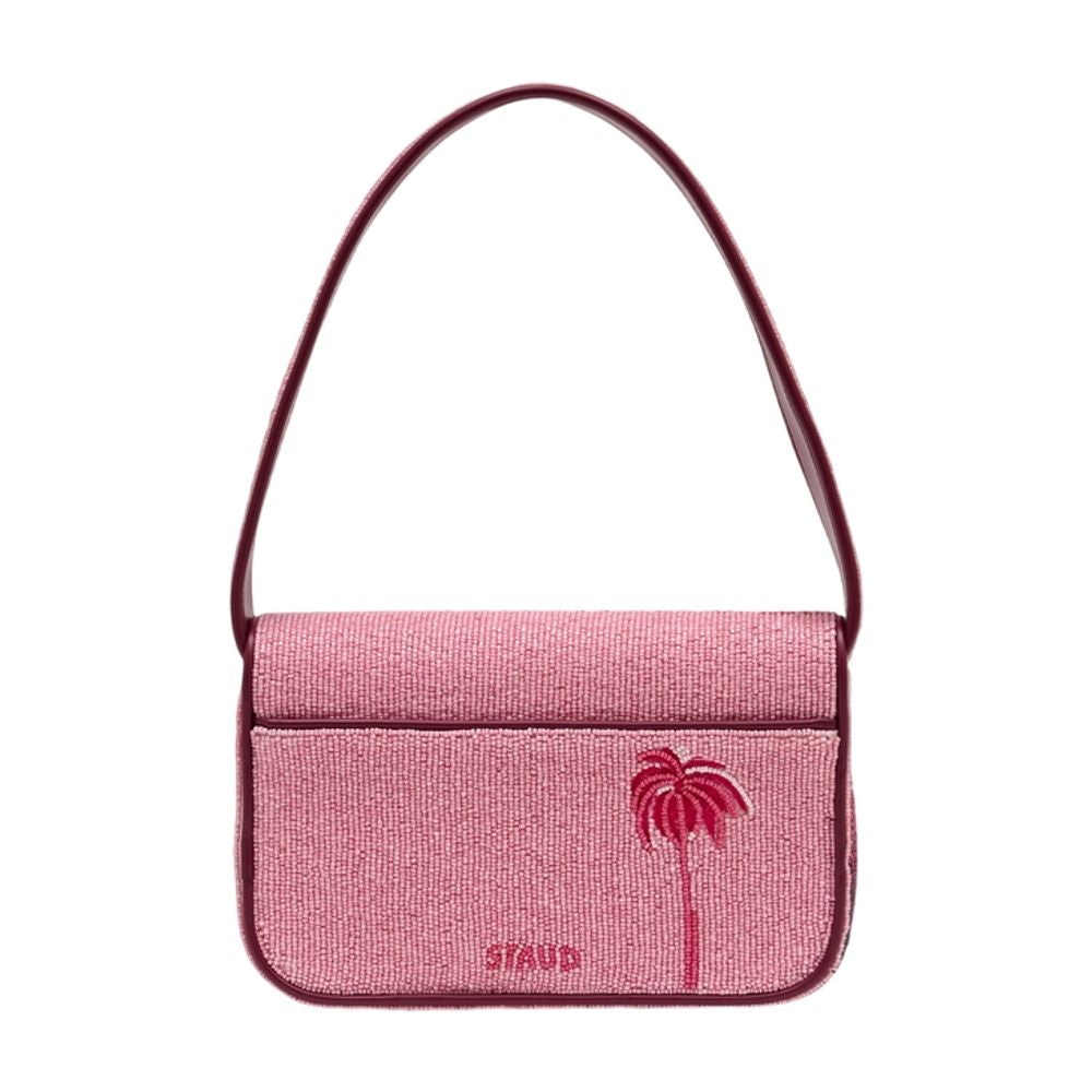 Staud Beaded Nylon Shoulder Bag — Pink by Staud