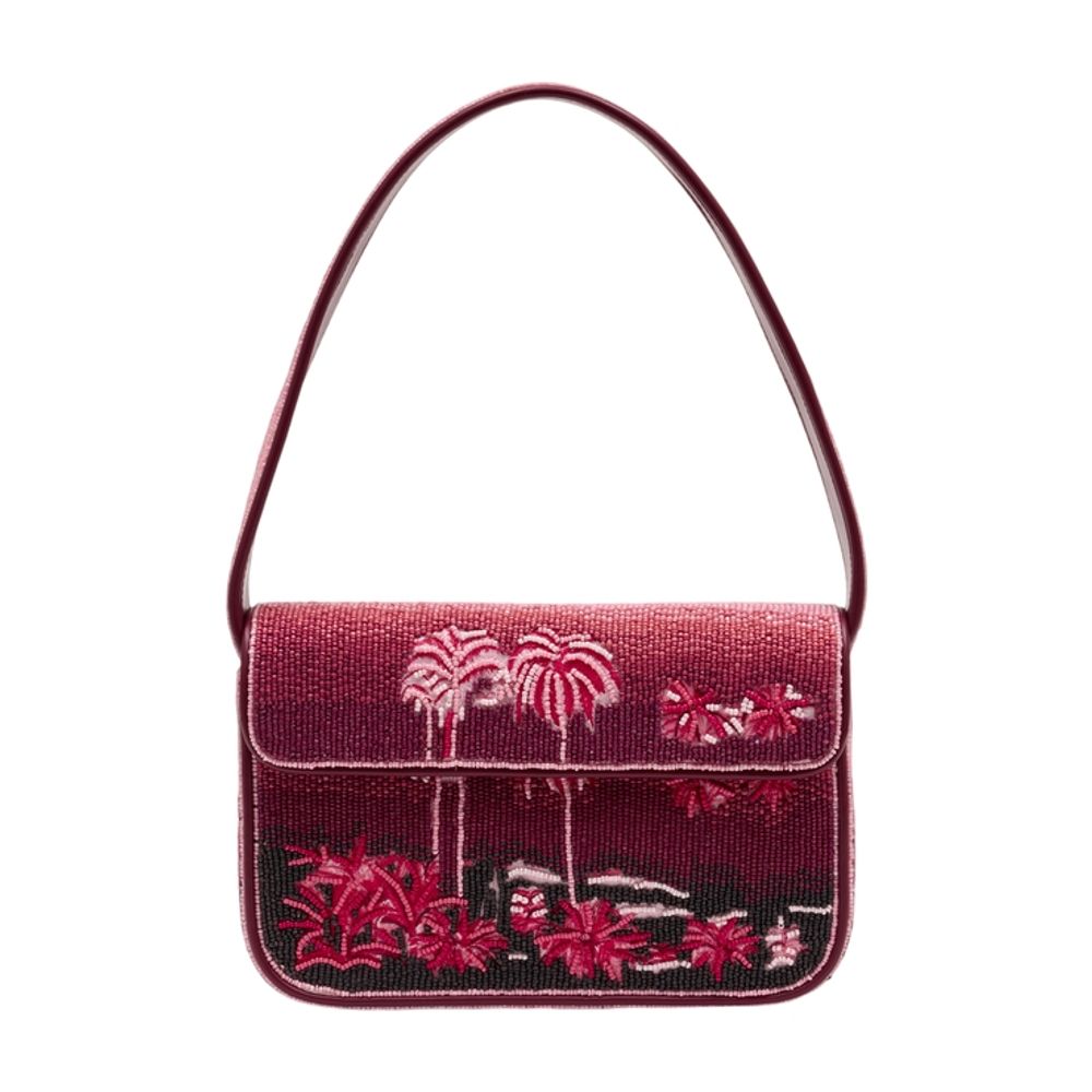 Staud Beaded Nylon Shoulder Bag — Pink, view 2