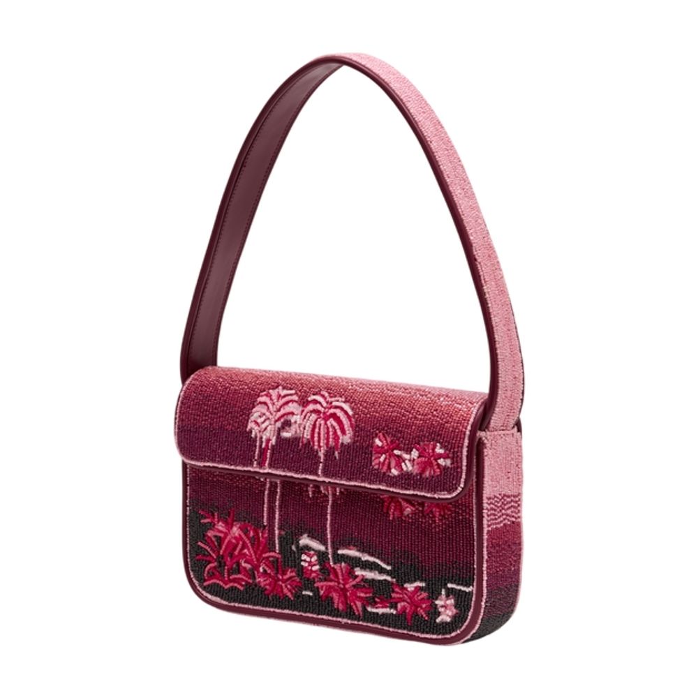Staud Beaded Nylon Shoulder Bag — Pink, view 3