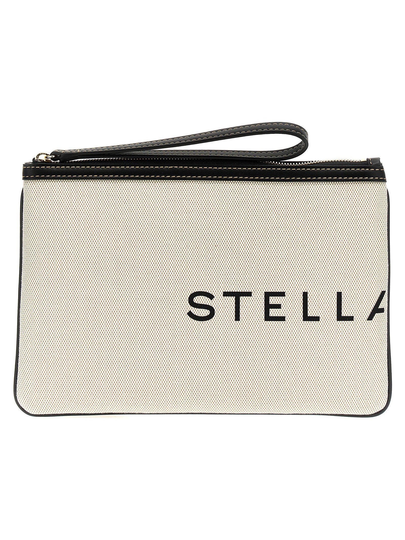 Stella Mccartney Logo-Print Canvas Clutch — Cream by Stella McCartney
