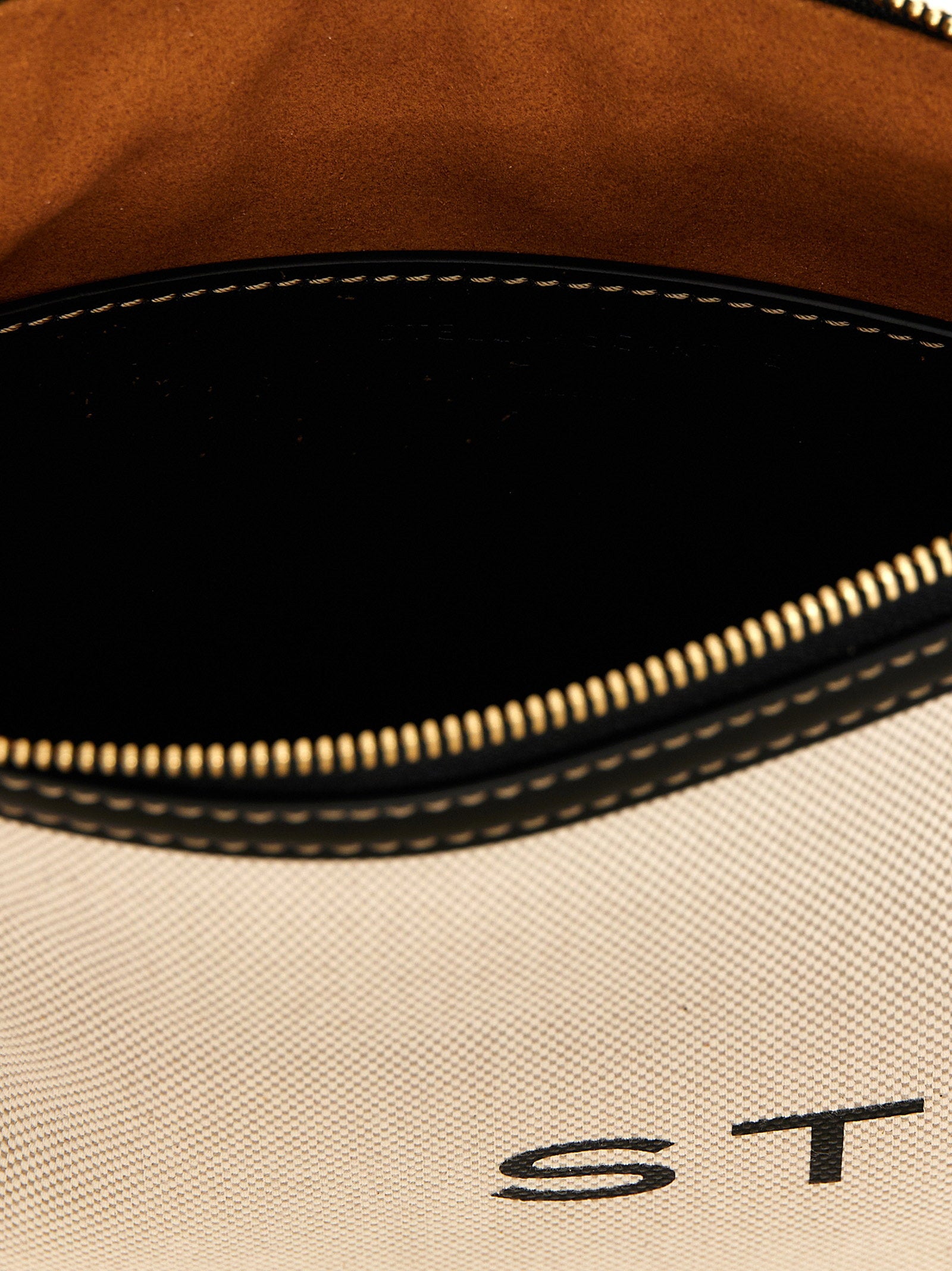 Stella Mccartney Logo-Print Canvas Clutch — Cream, view 4