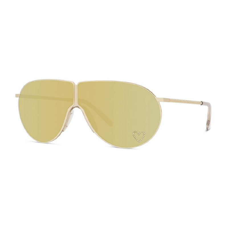 Stella McCartney Shield Frame with Brown Mirror Lens Sunglasses — Gold by Stella McCartney