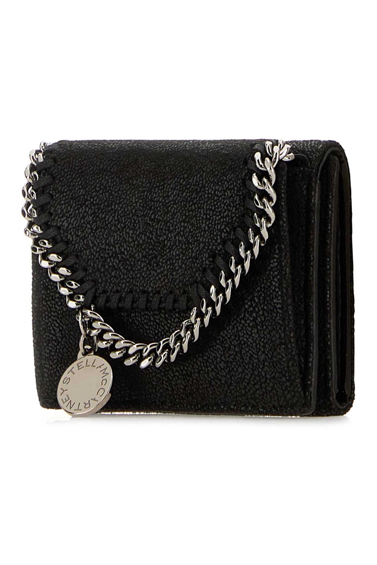 Stella McCartney Chain-Trimmed Fabric Wallet — Black, view 2