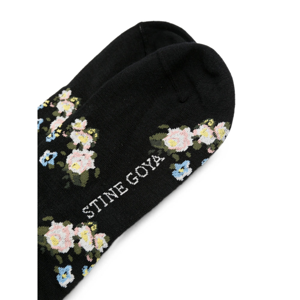 Stine Goya Flowe Socks — Black, view 3