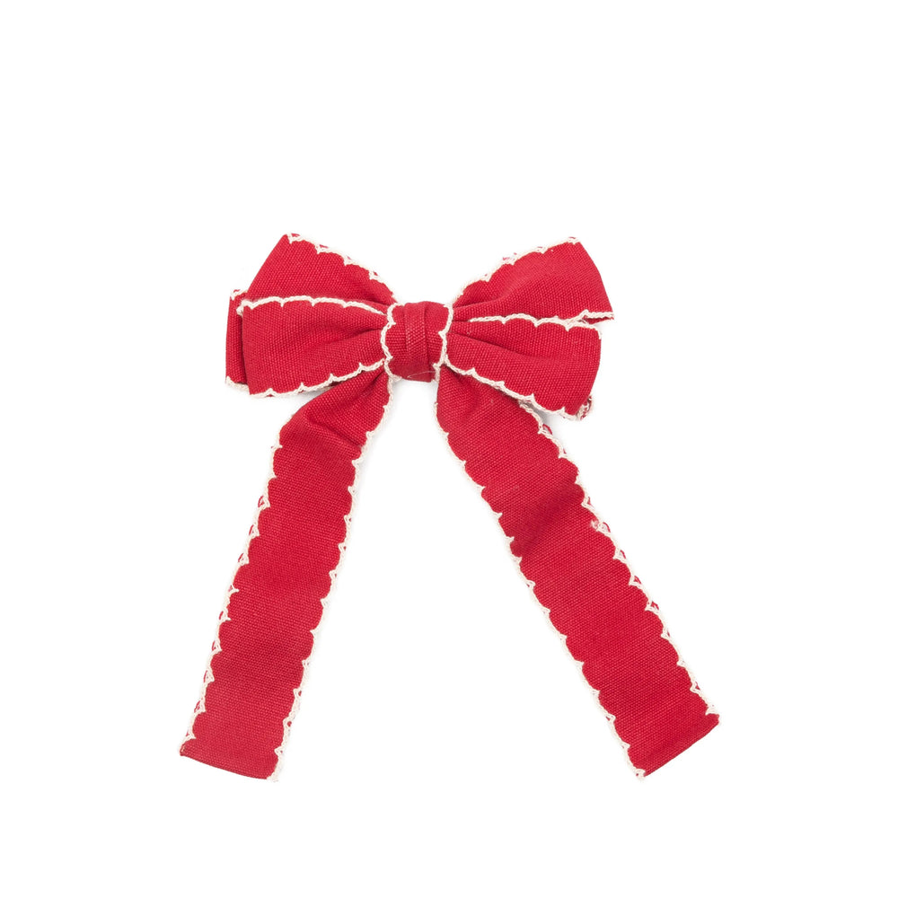 Stine Goya Scalloped Trim Bow Hair Clip — Red by Stine Goya
